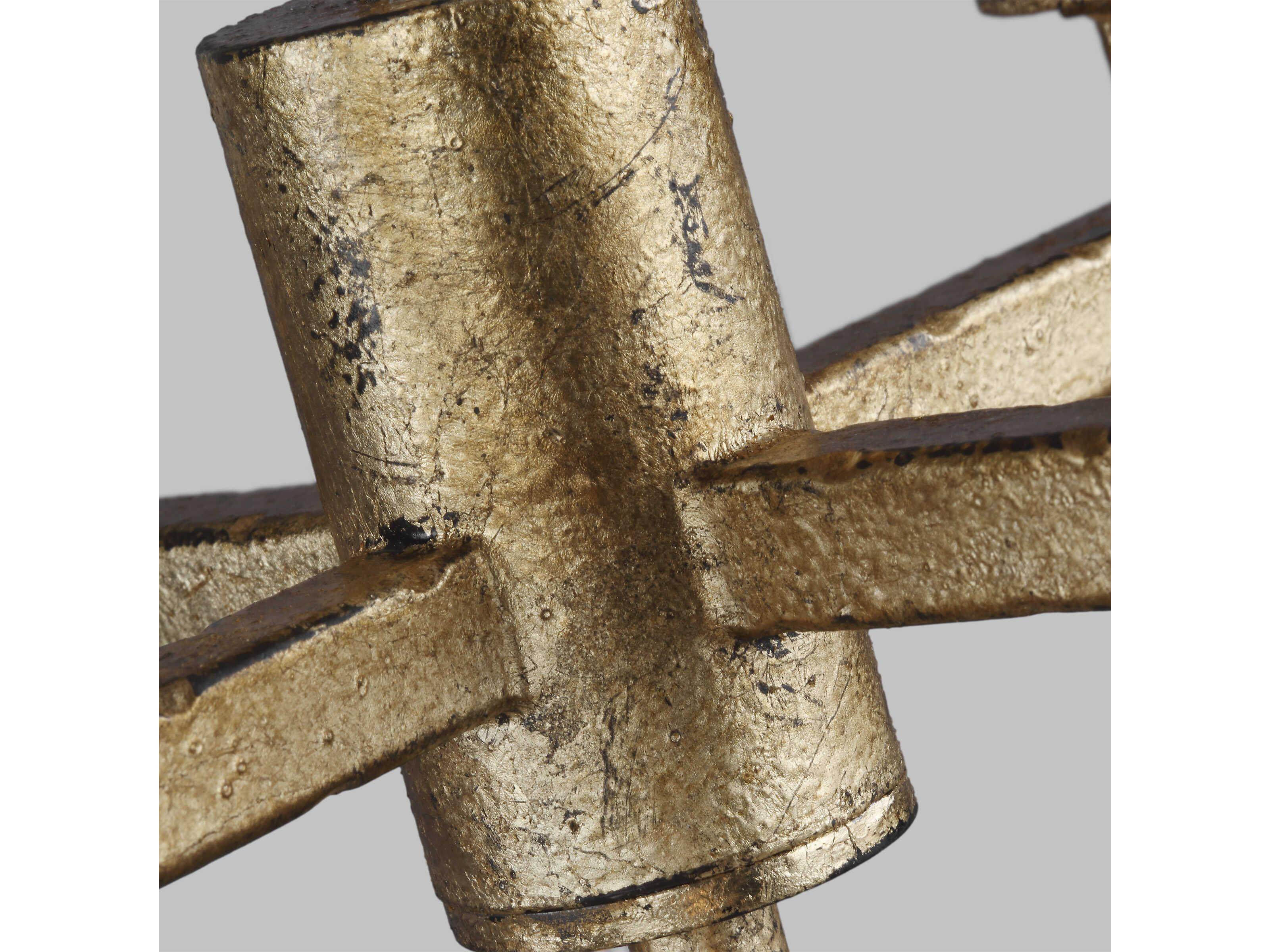 Visual Comfort Studio Thayer 8-Light Antique Gild Gold Candelabra Lantern Tiered Chandelier