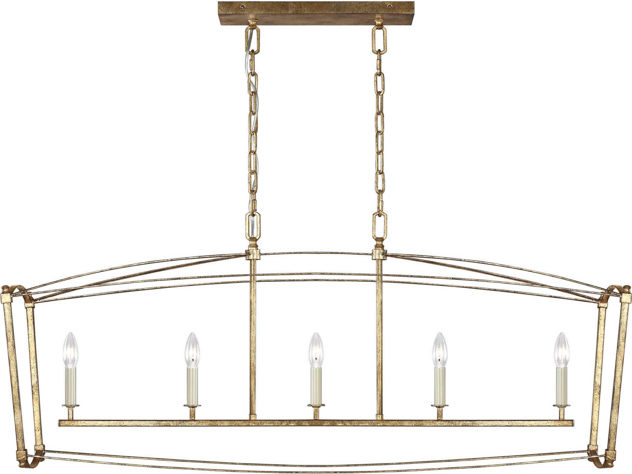 Visual Comfort Studio Thayer 5-Light Antique Gild Gold Linear Island Pendant
