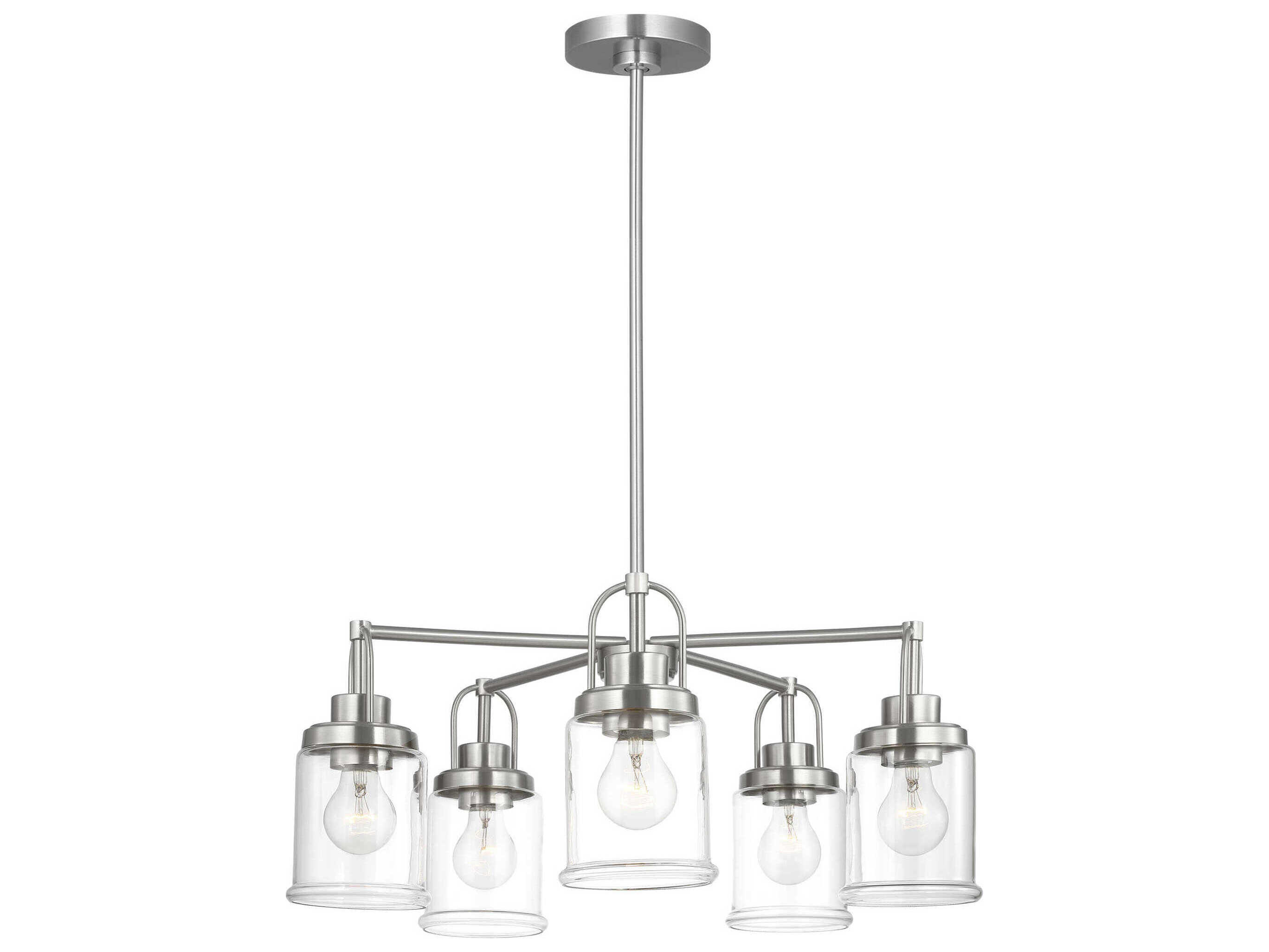 Visual Comfort Studio Anders 5-Light Brushed Nickel Cylinder Chandelier