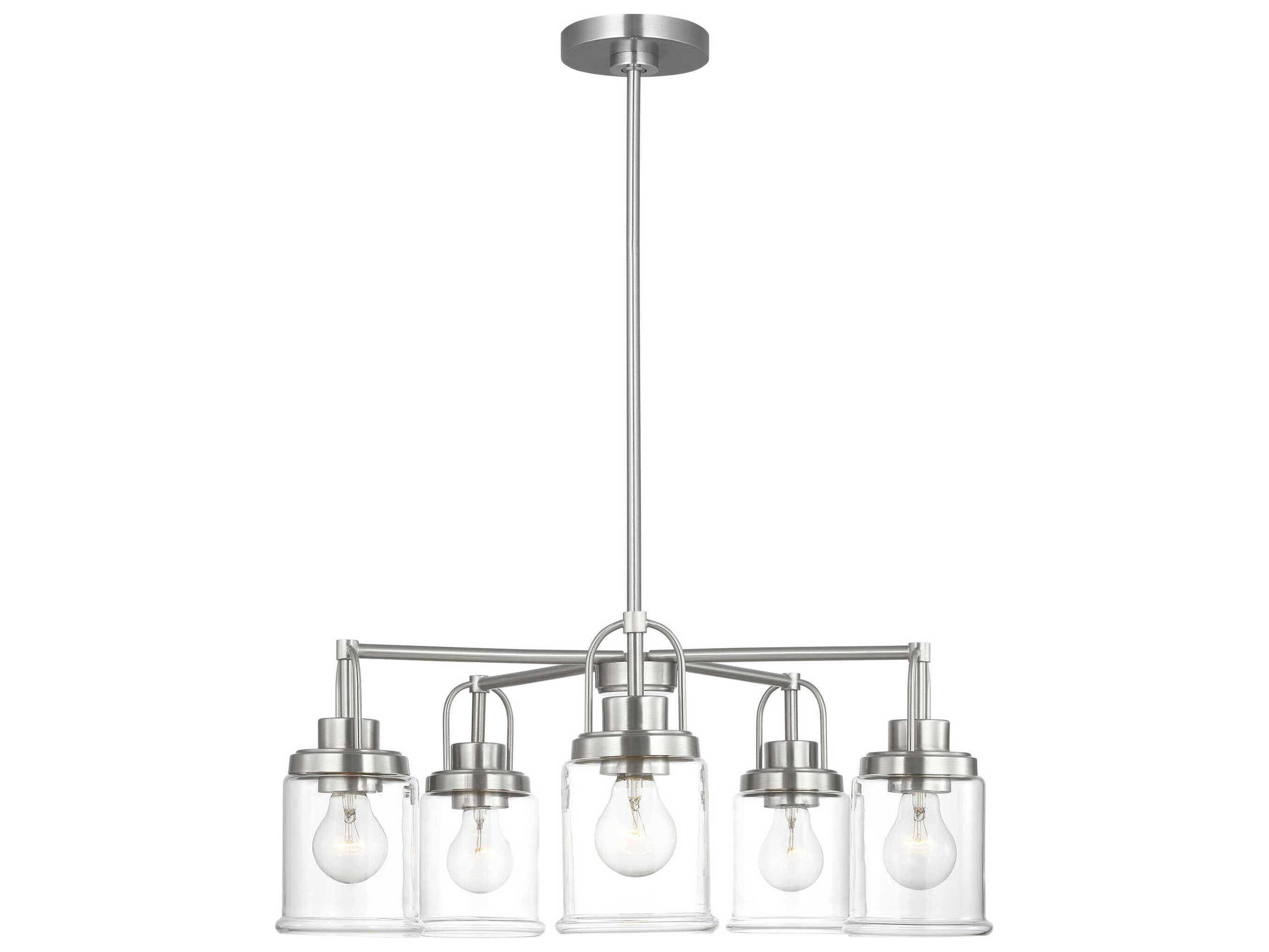 Visual Comfort Studio Anders 5-Light Brushed Nickel Cylinder Chandelier