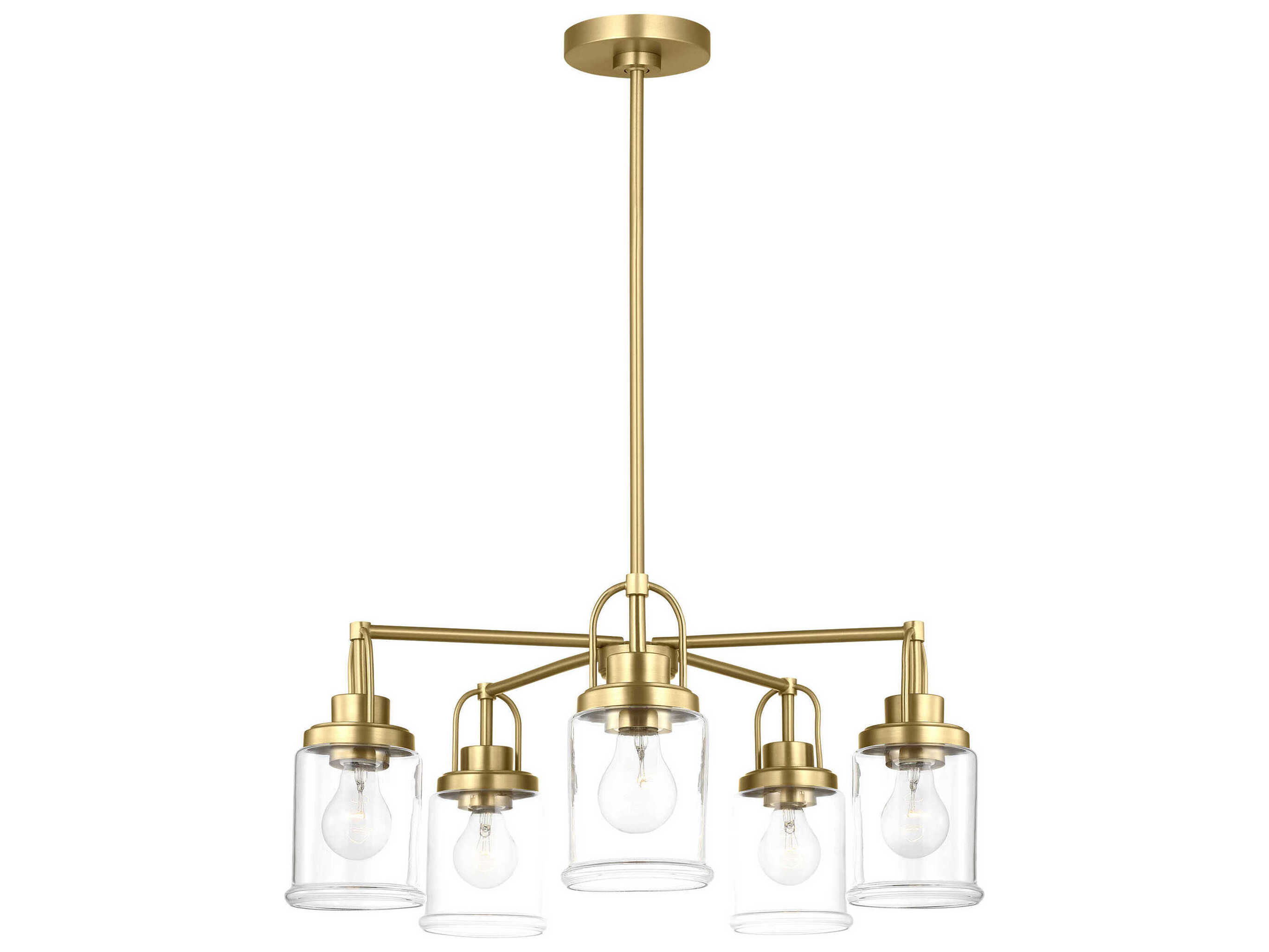 Visual Comfort Studio Anders 5-Light Satin Brass Cylinder Chandelier