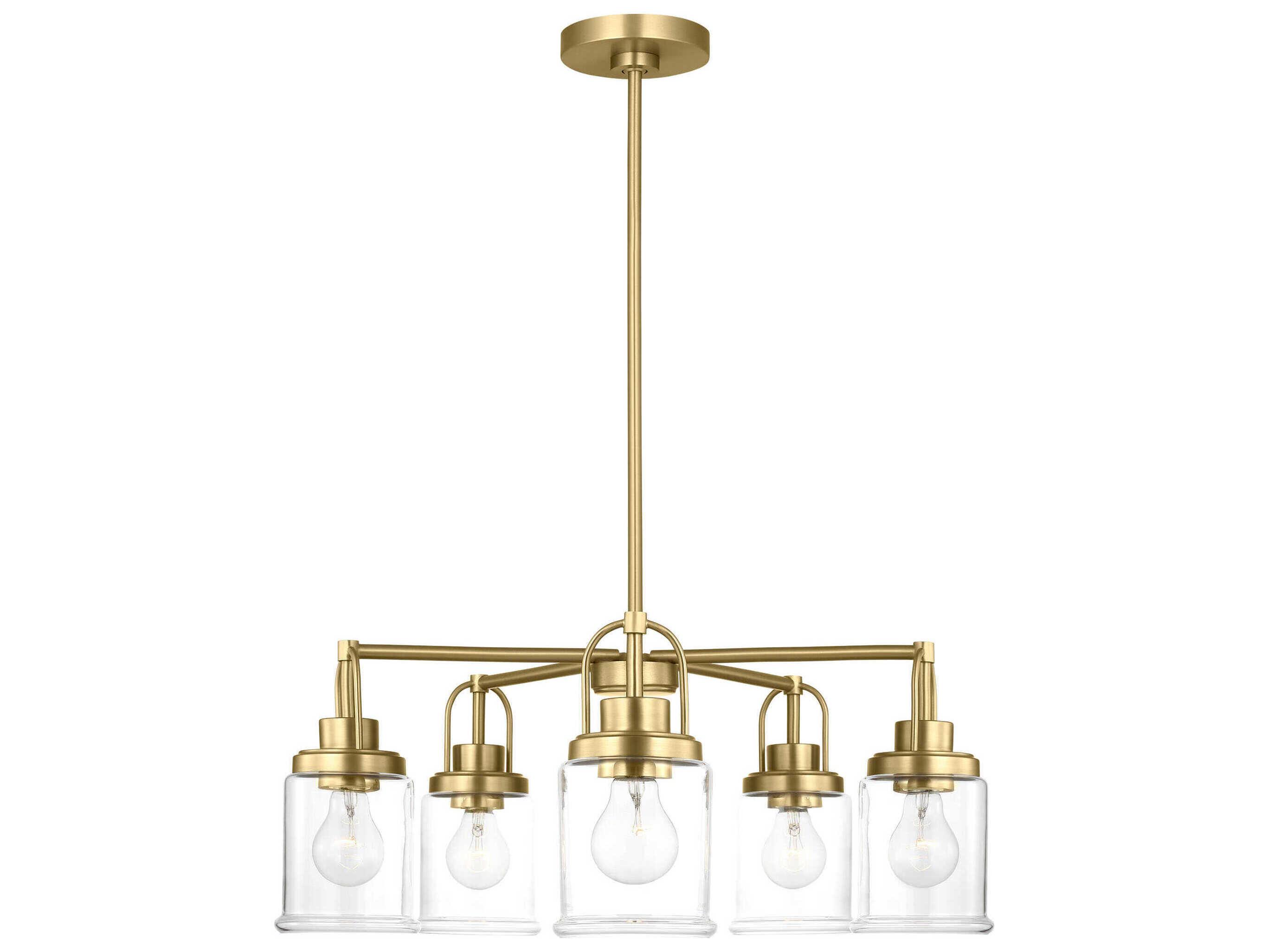 Visual Comfort Studio Anders 5-Light Satin Brass Cylinder Chandelier