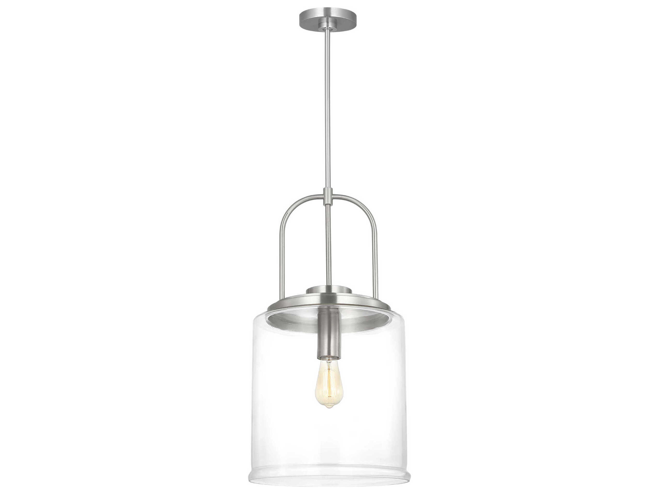 Visual Comfort Studio Anders 1-Light Brushed Nickel Cylinder Pendant