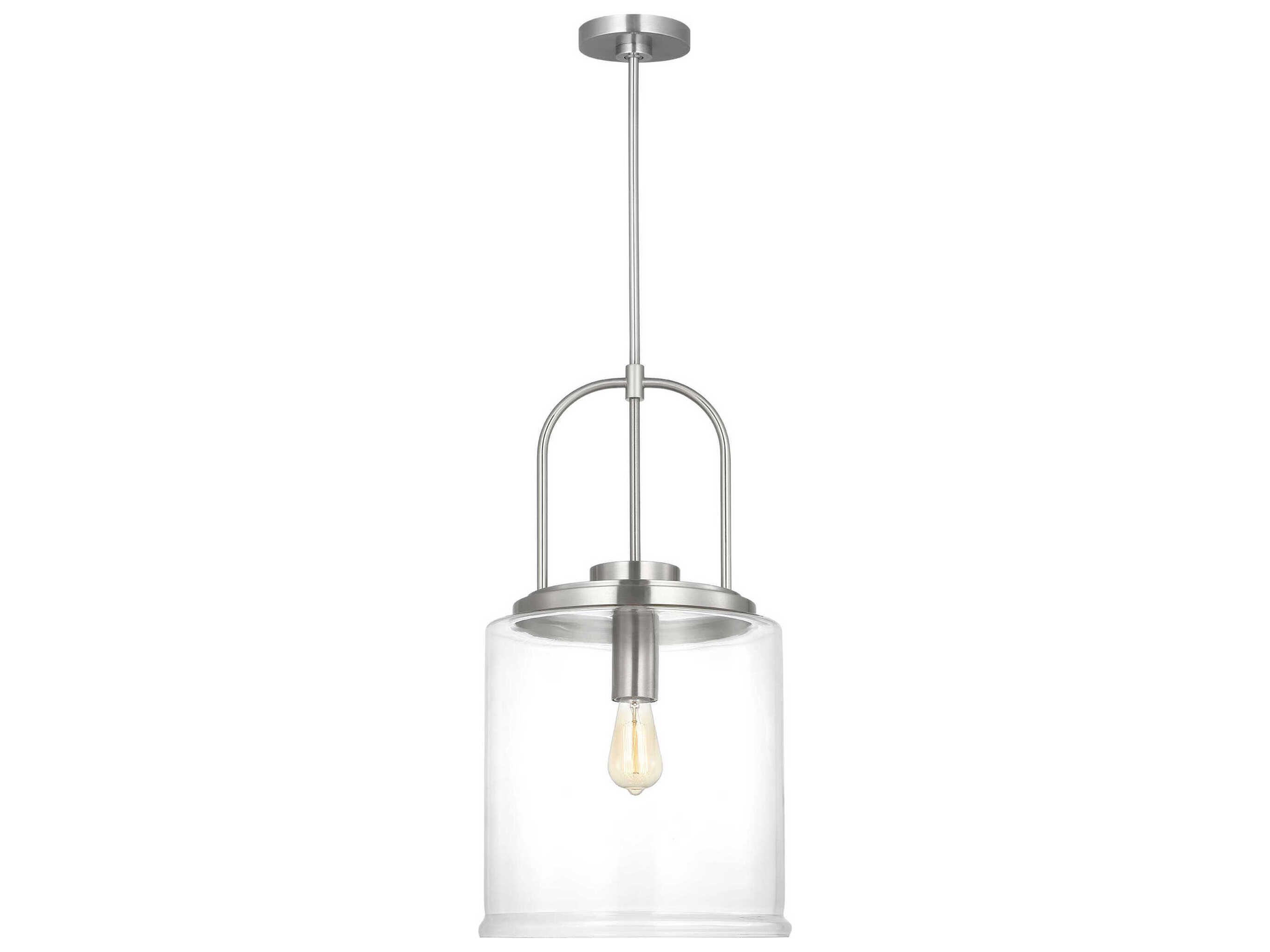 Visual Comfort Studio Anders 1-Light Brushed Nickel Cylinder Pendant