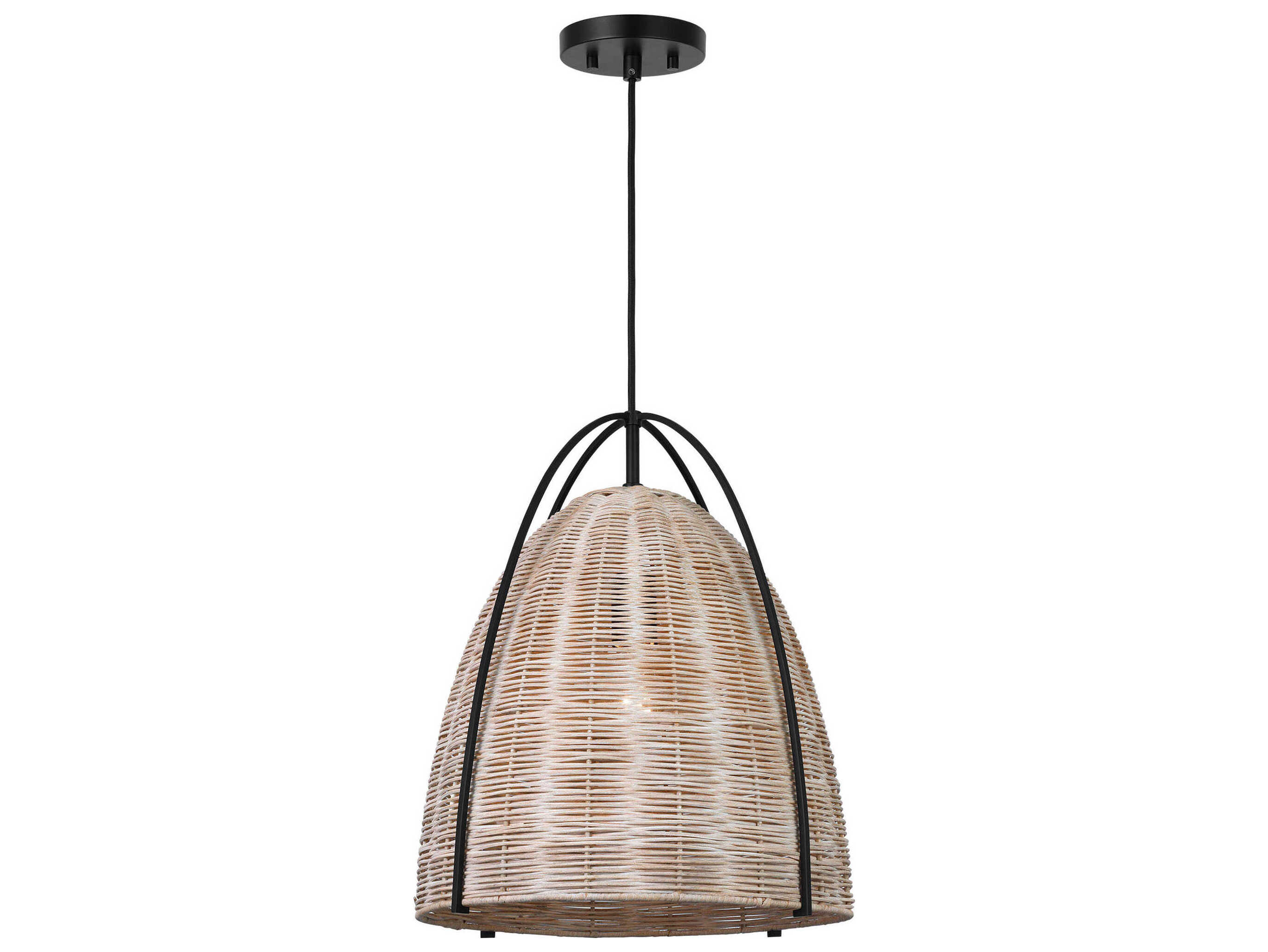 Visual Comfort Studio Norman 1-Light Matte Black Brown Dome Pendant