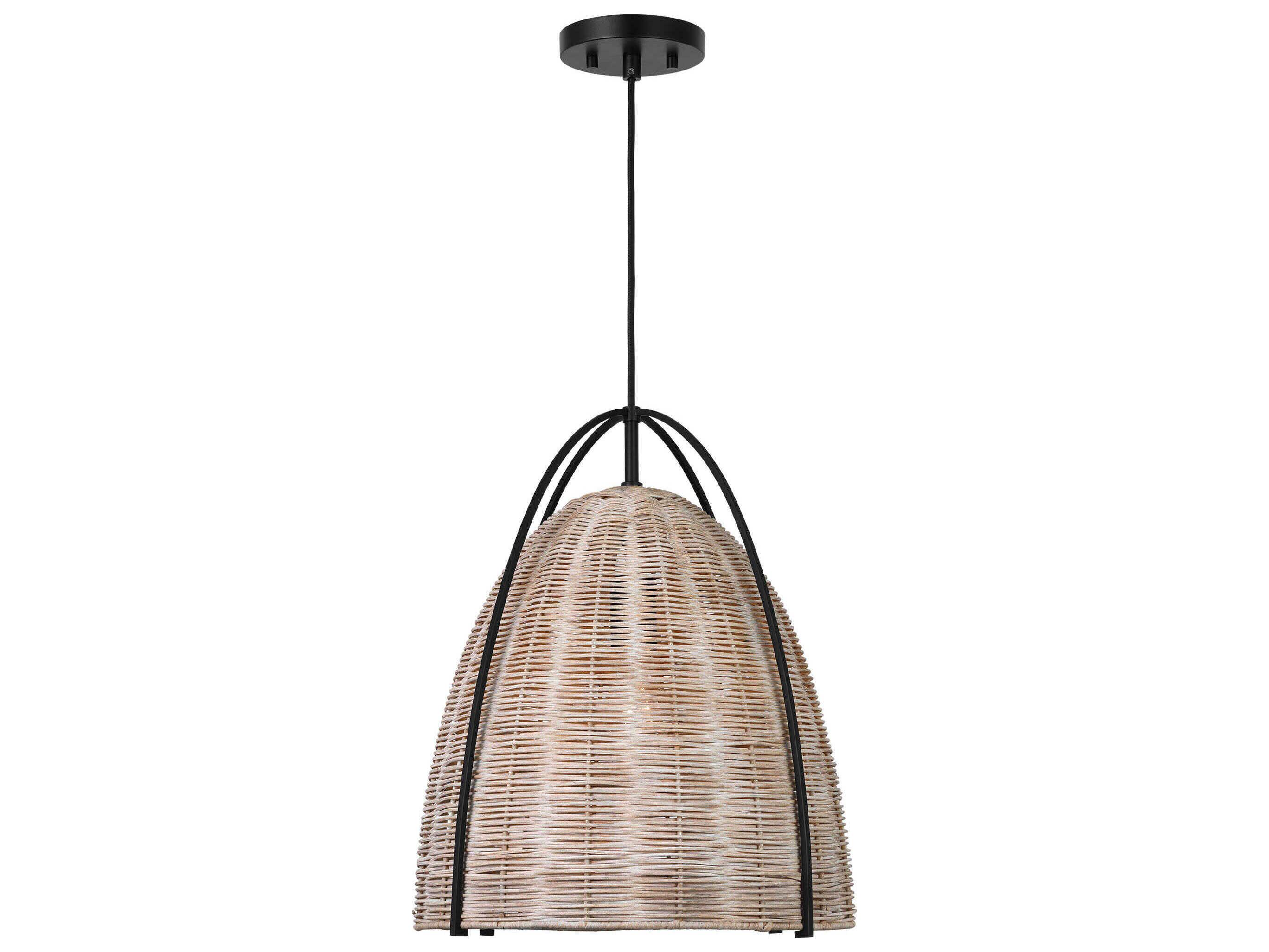 Visual Comfort Studio Norman 1-Light Matte Black Brown Dome Pendant