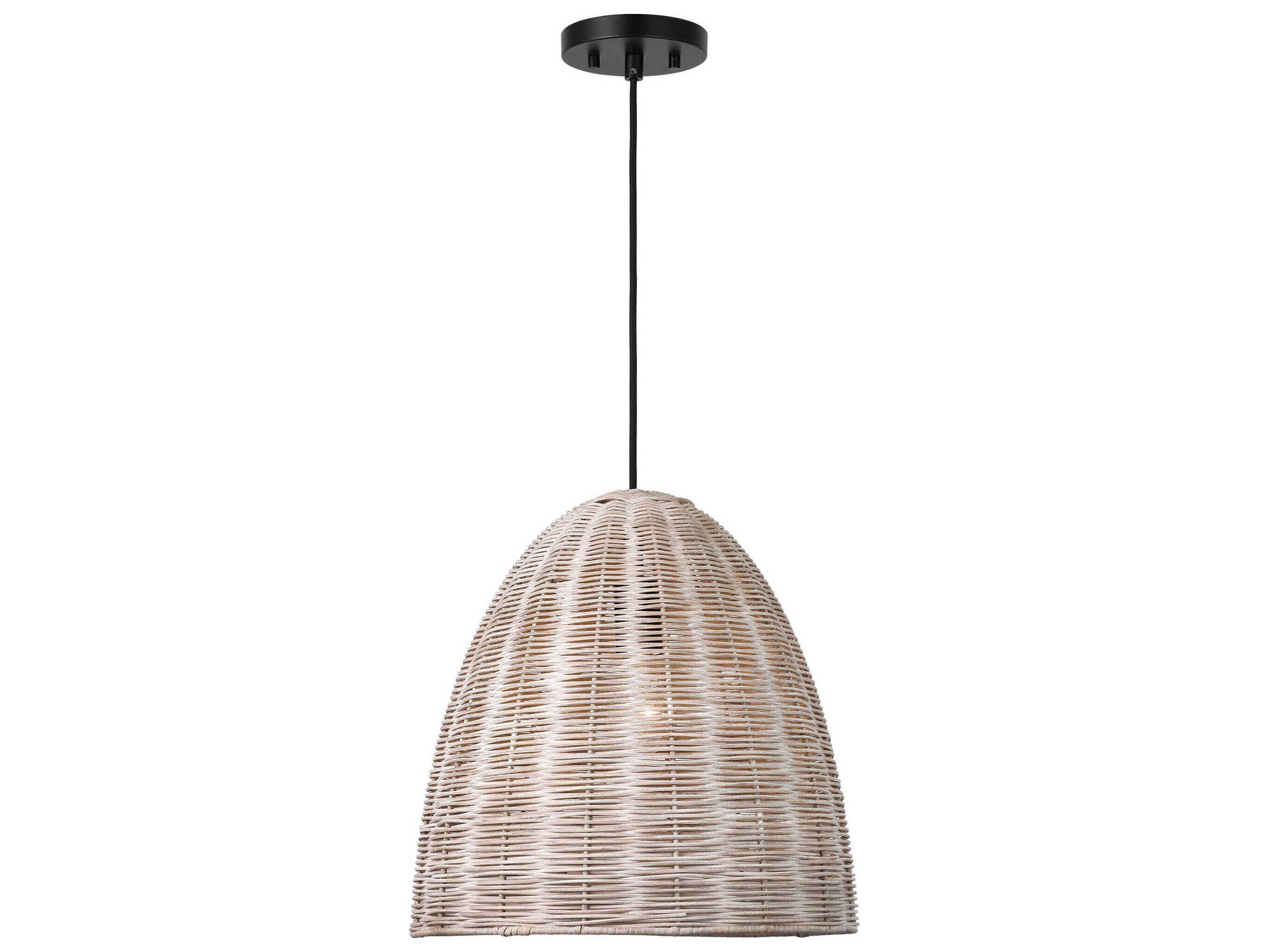 Visual Comfort Studio Norman 1-Light Matte Black Brown Dome Pendant