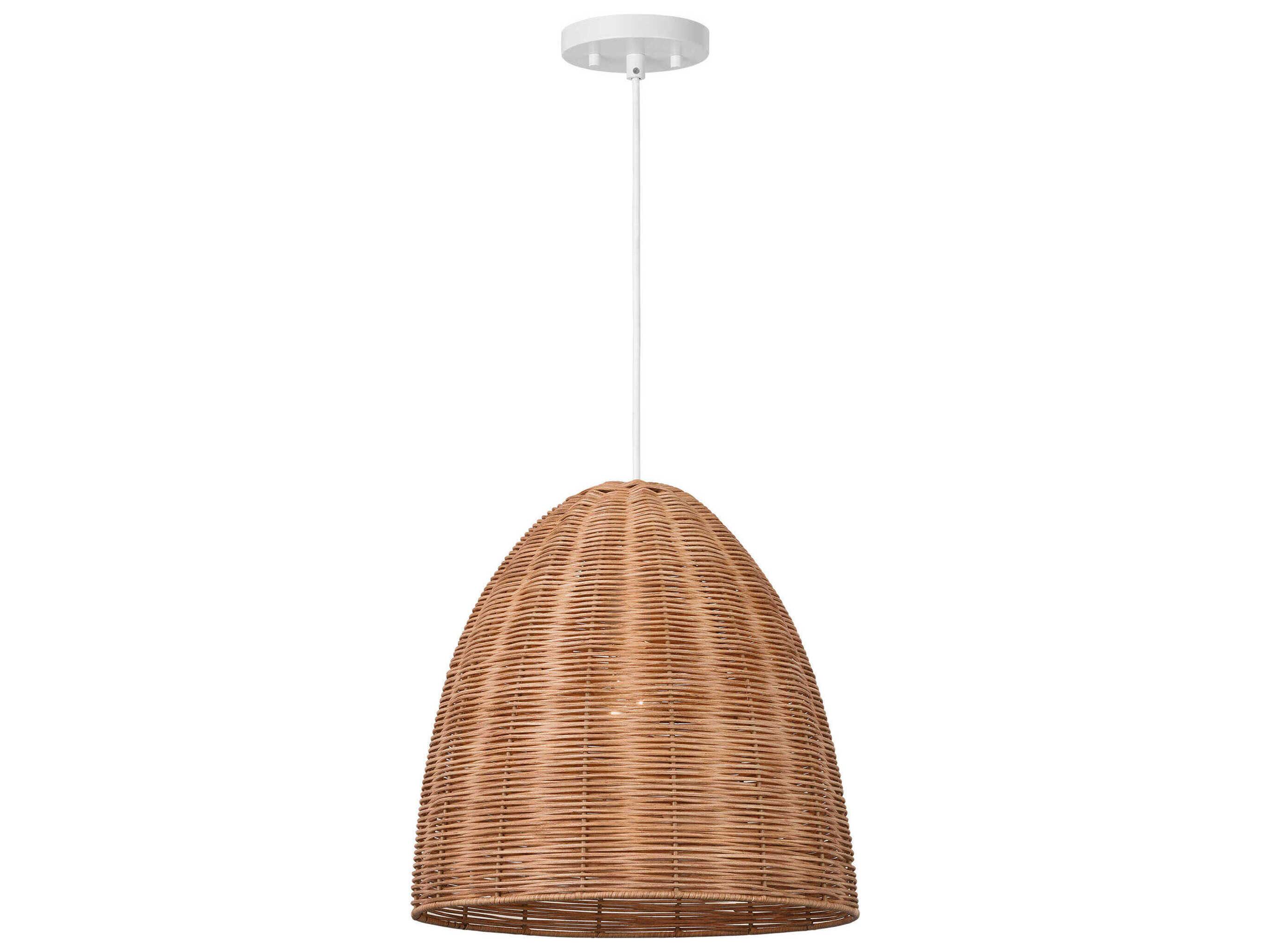 Visual Comfort Studio Norman 1-Light Matte White Brown Dome Pendant