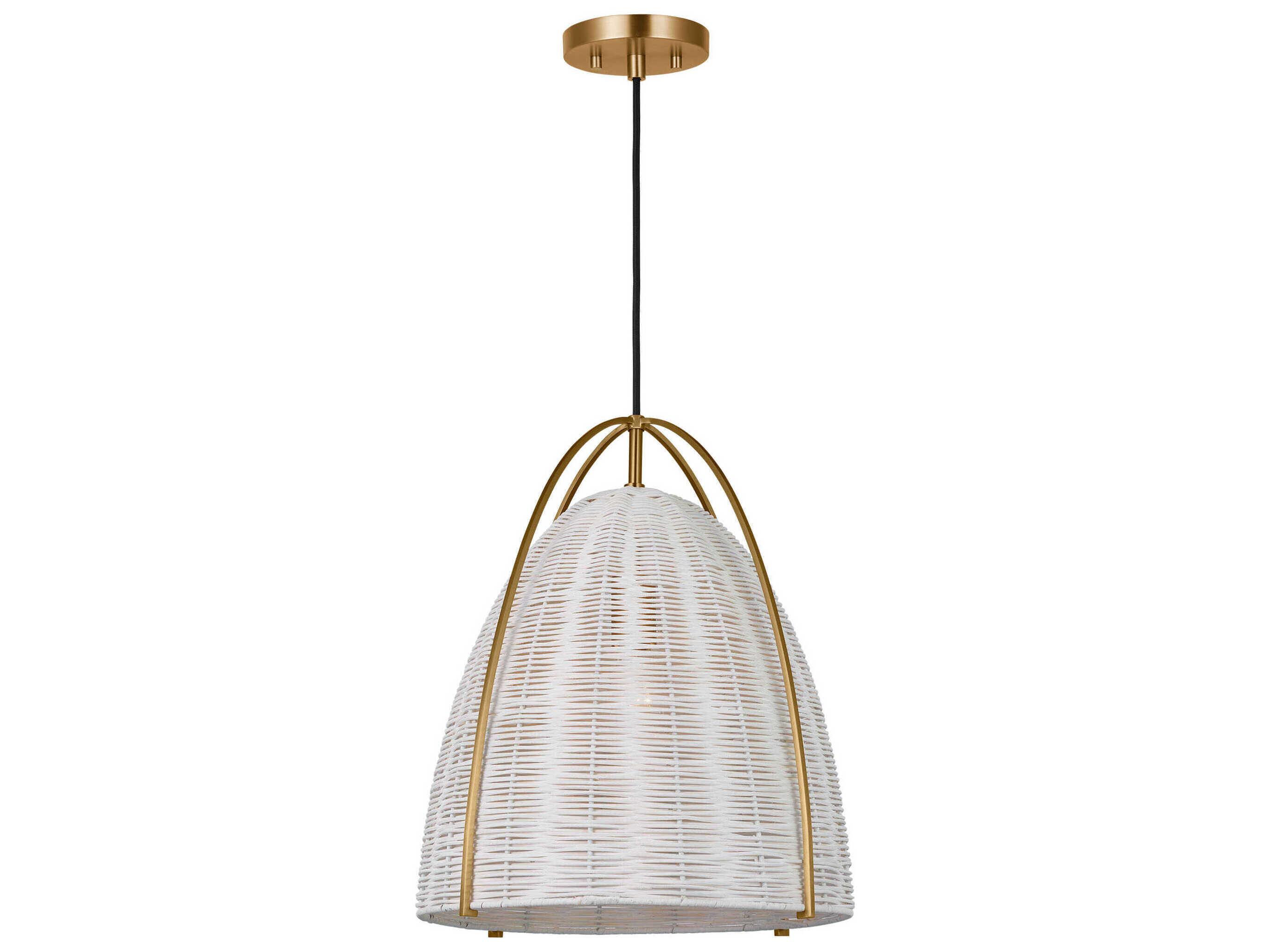Visual Comfort Studio Norman 1-Light Satin Brass Off White Dome Pendant