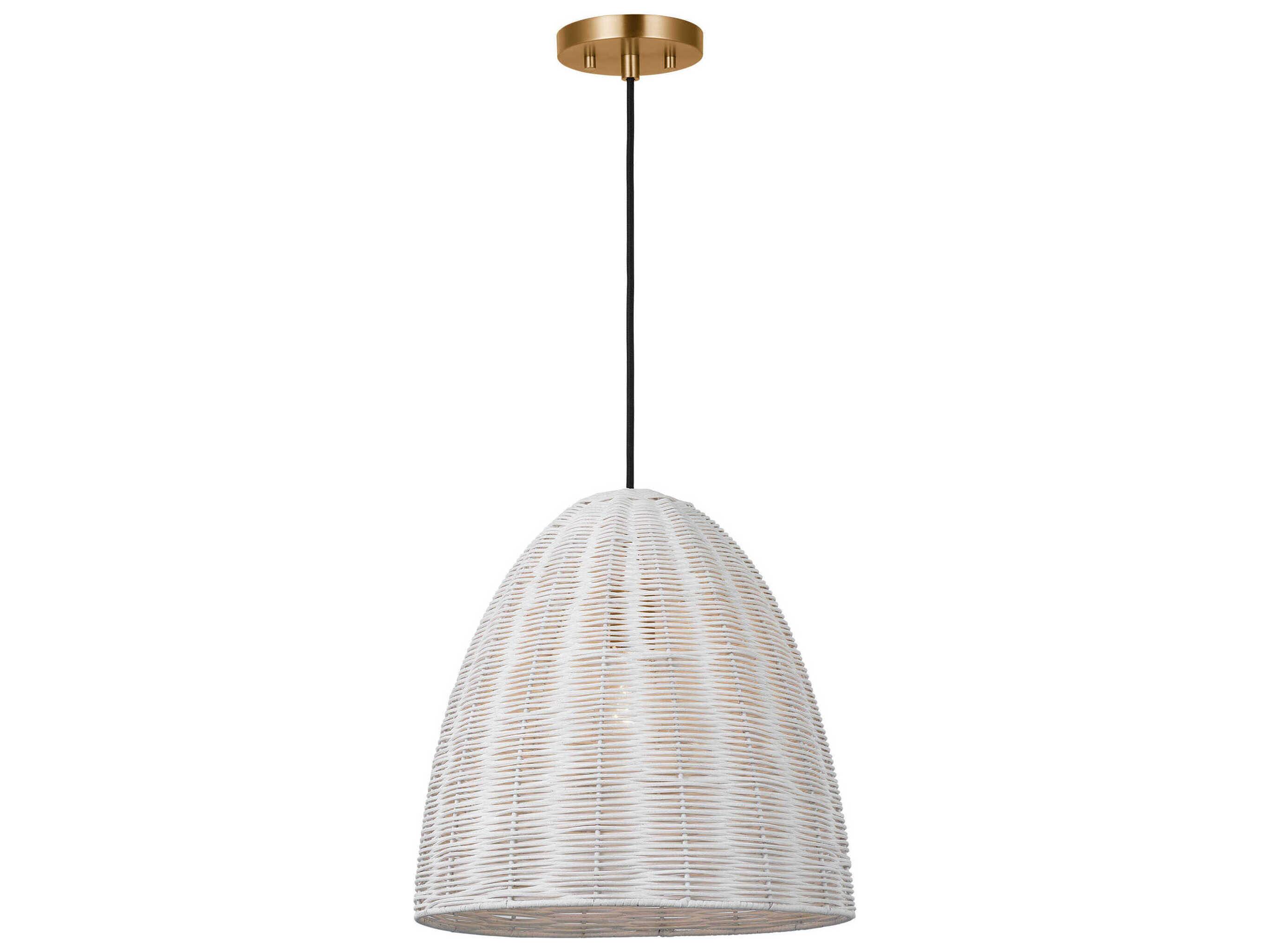 Visual Comfort Studio Norman 1-Light Satin Brass Off White Dome Pendant