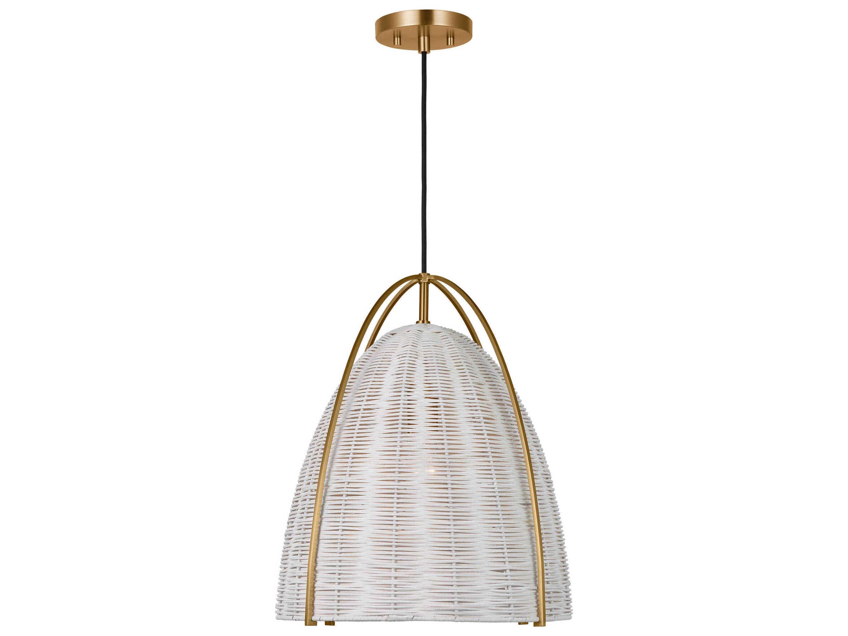Visual Comfort Studio Norman 1-Light Satin Brass Off White Dome Pendant