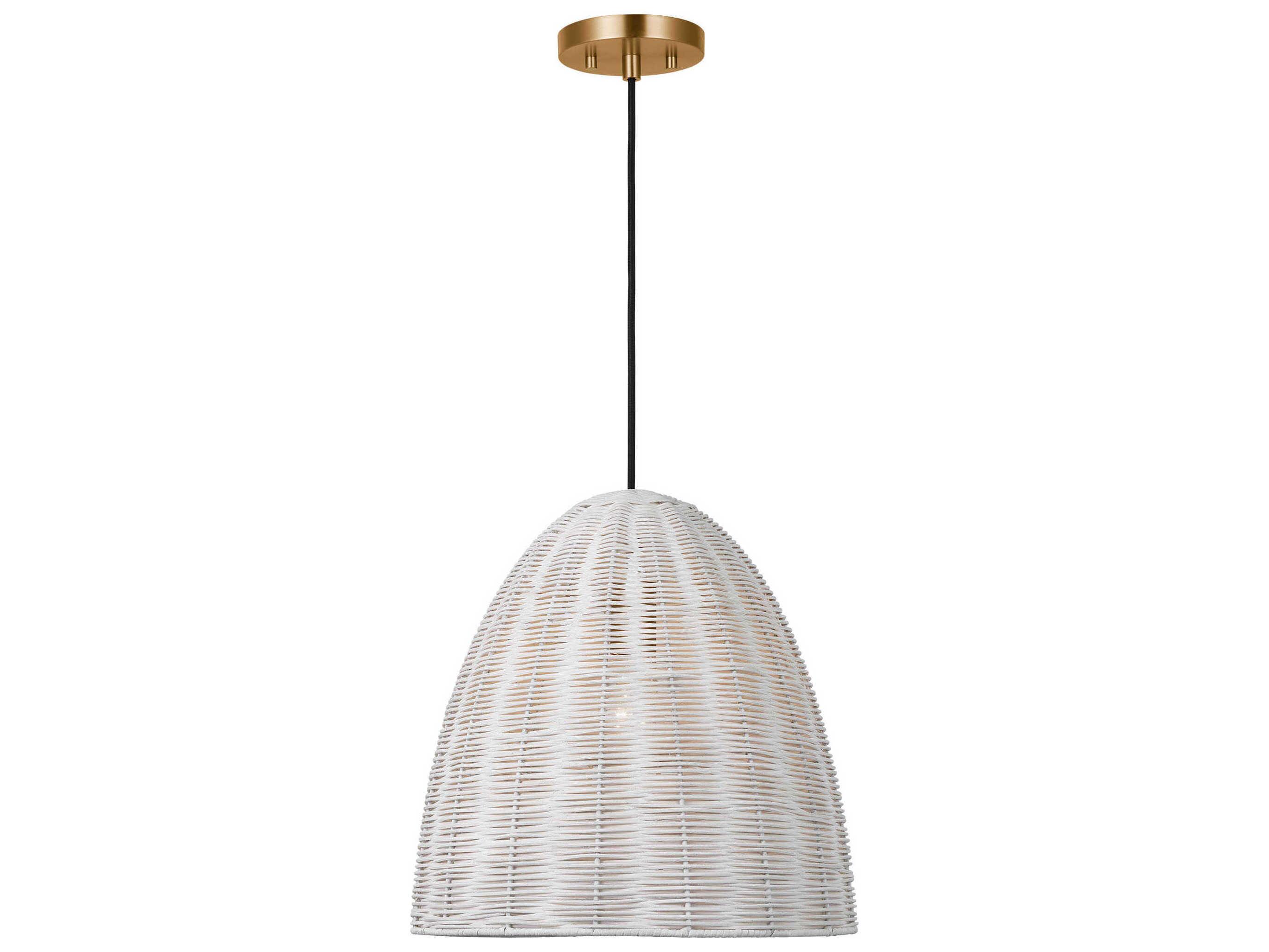 Visual Comfort Studio Norman 1-Light Satin Brass Off White Dome Pendant