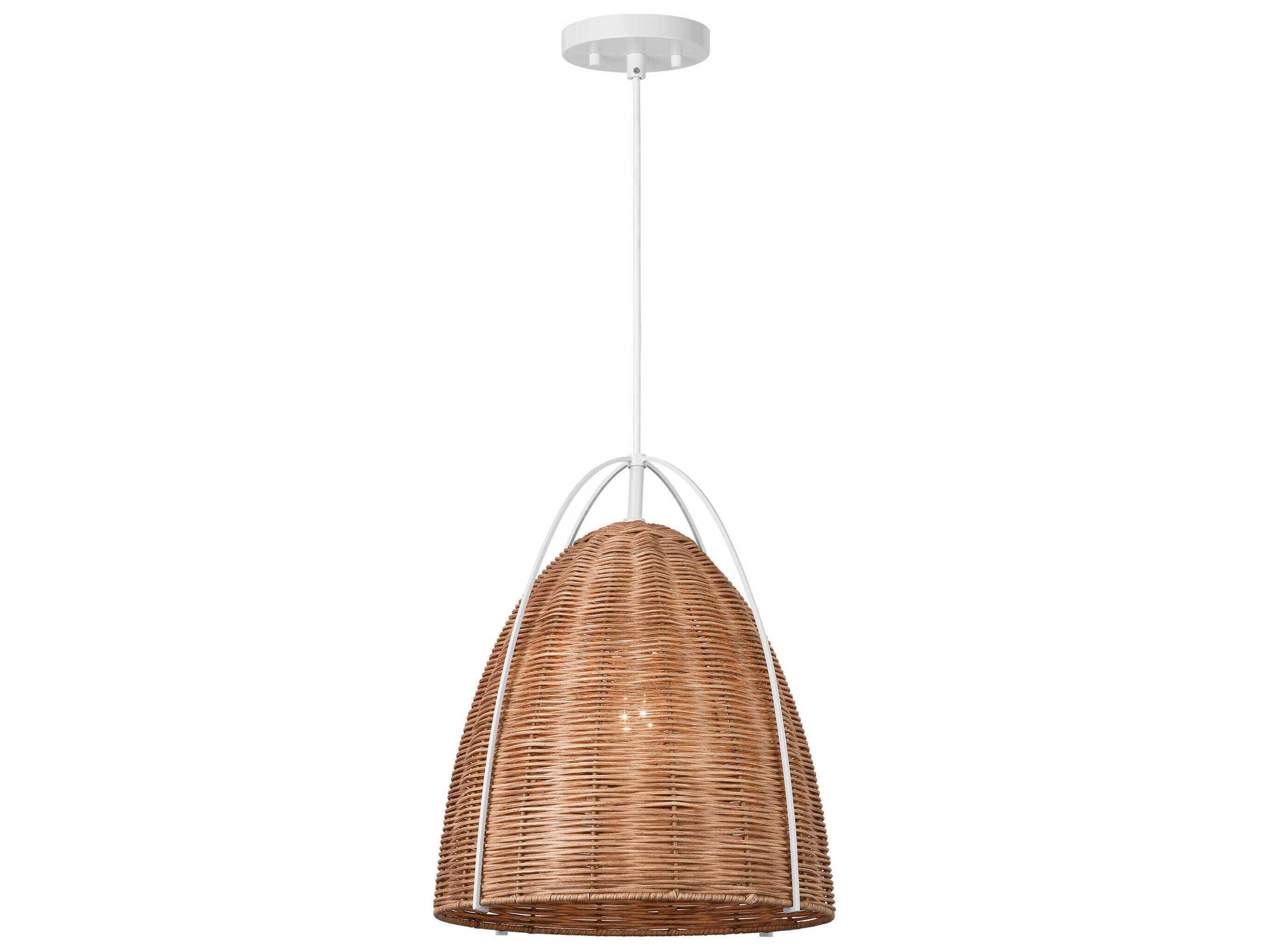 Visual Comfort Studio Norman 1-Light Matte White Brown Dome Pendant