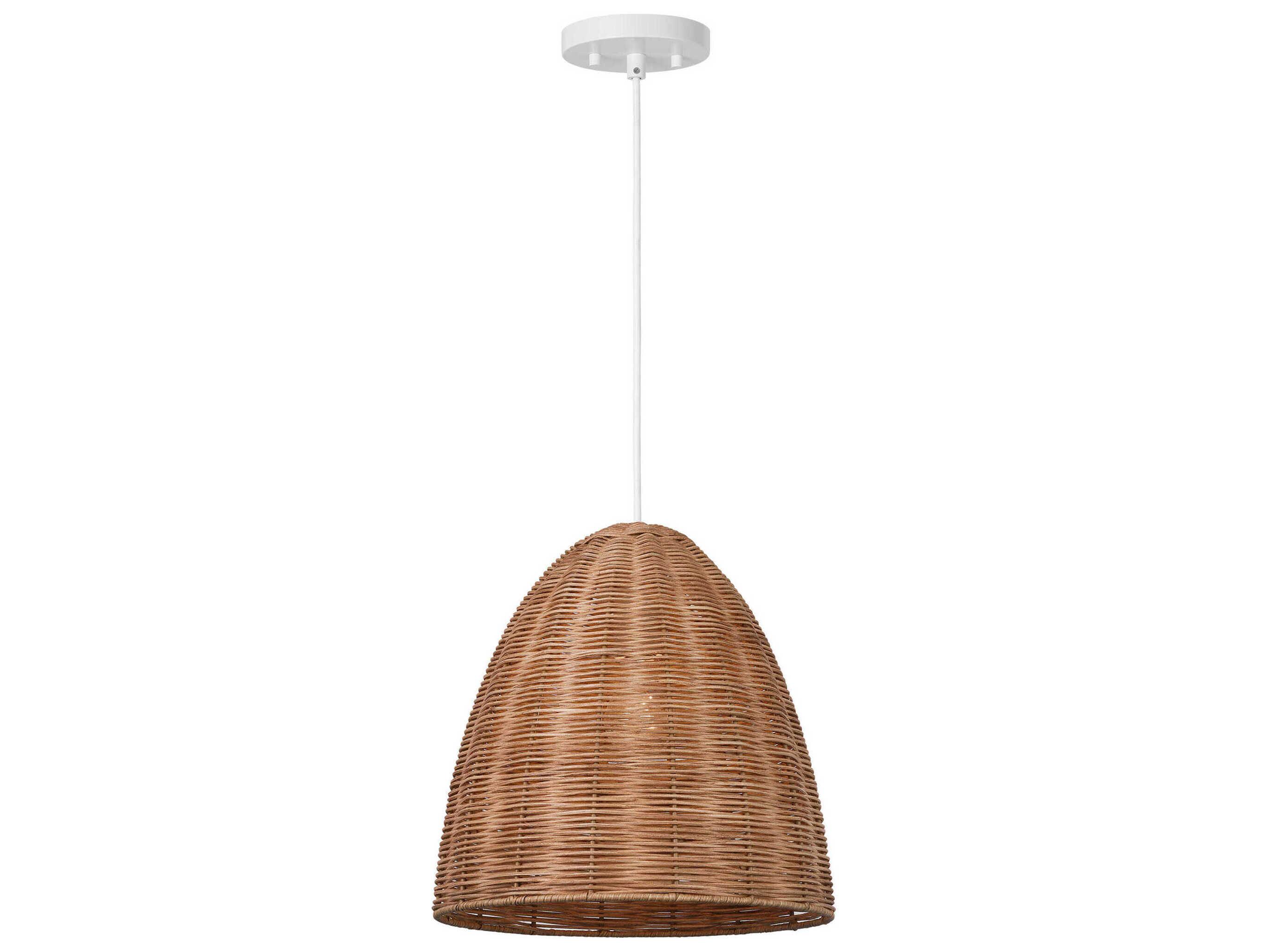 Visual Comfort Studio Norman 1-Light Matte White Brown Dome Pendant