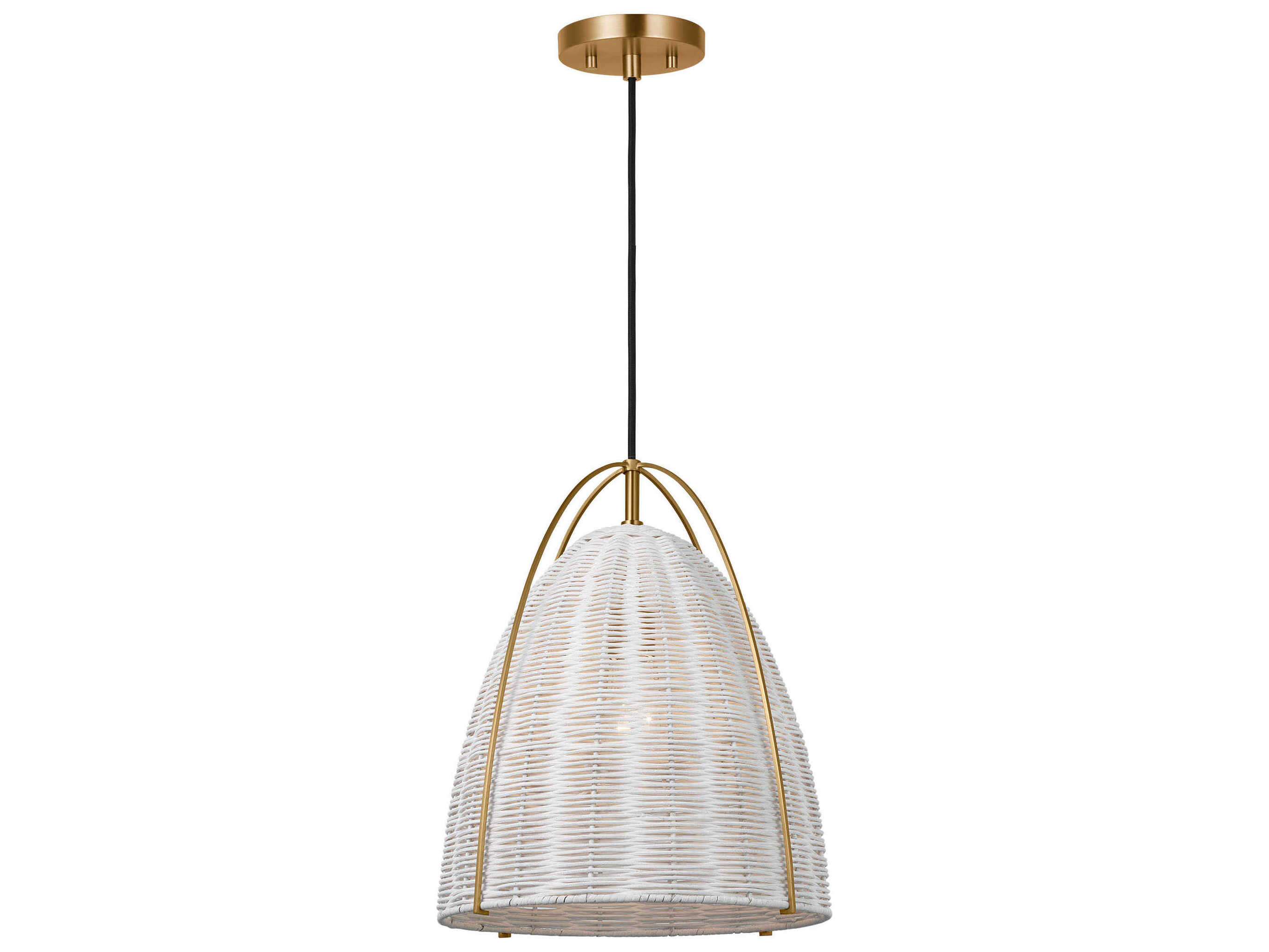 Visual Comfort Studio Norman 1-Light Satin Brass Off White Dome Pendant