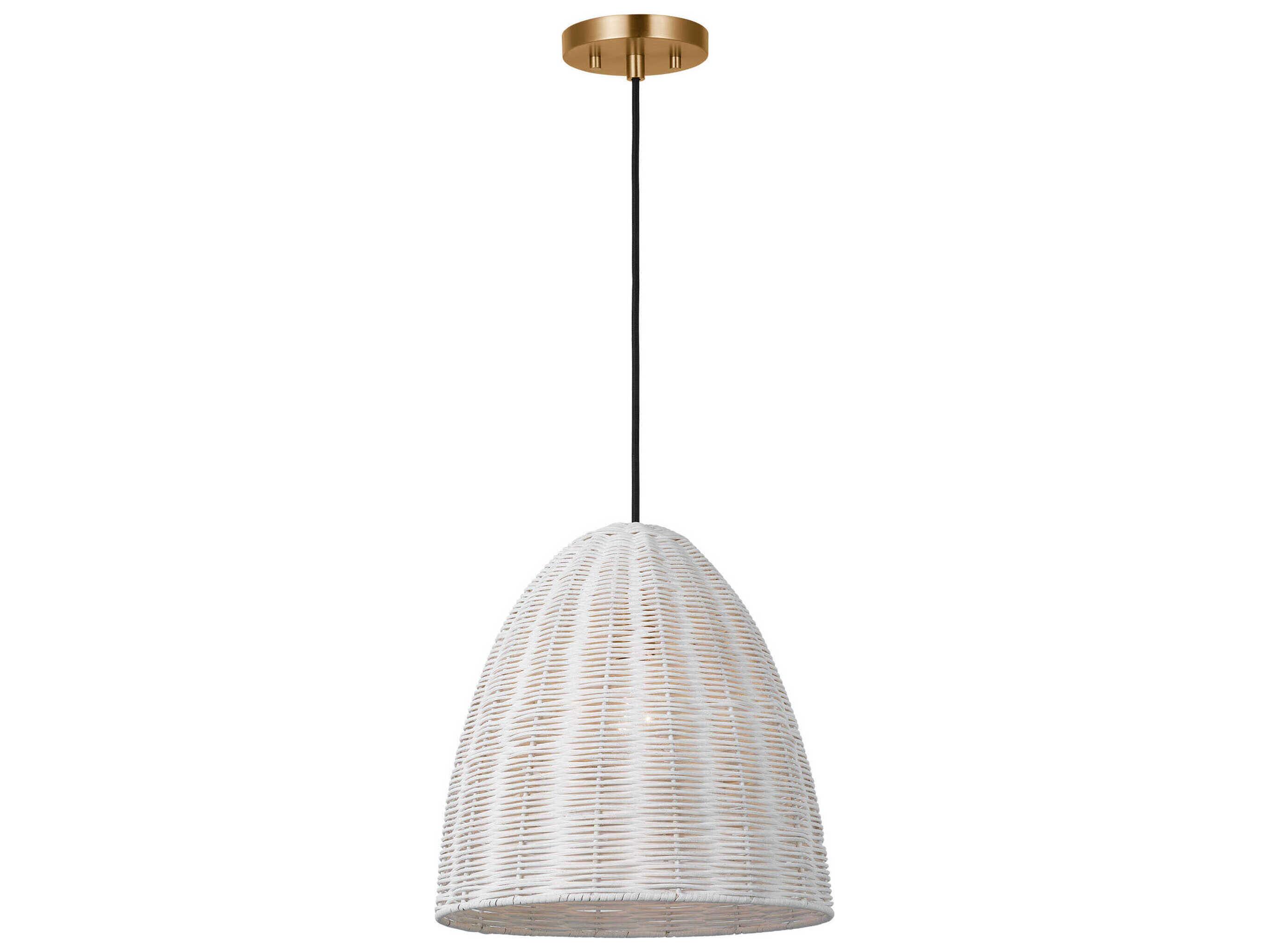 Visual Comfort Studio Norman 1-Light Satin Brass Off White Dome Pendant