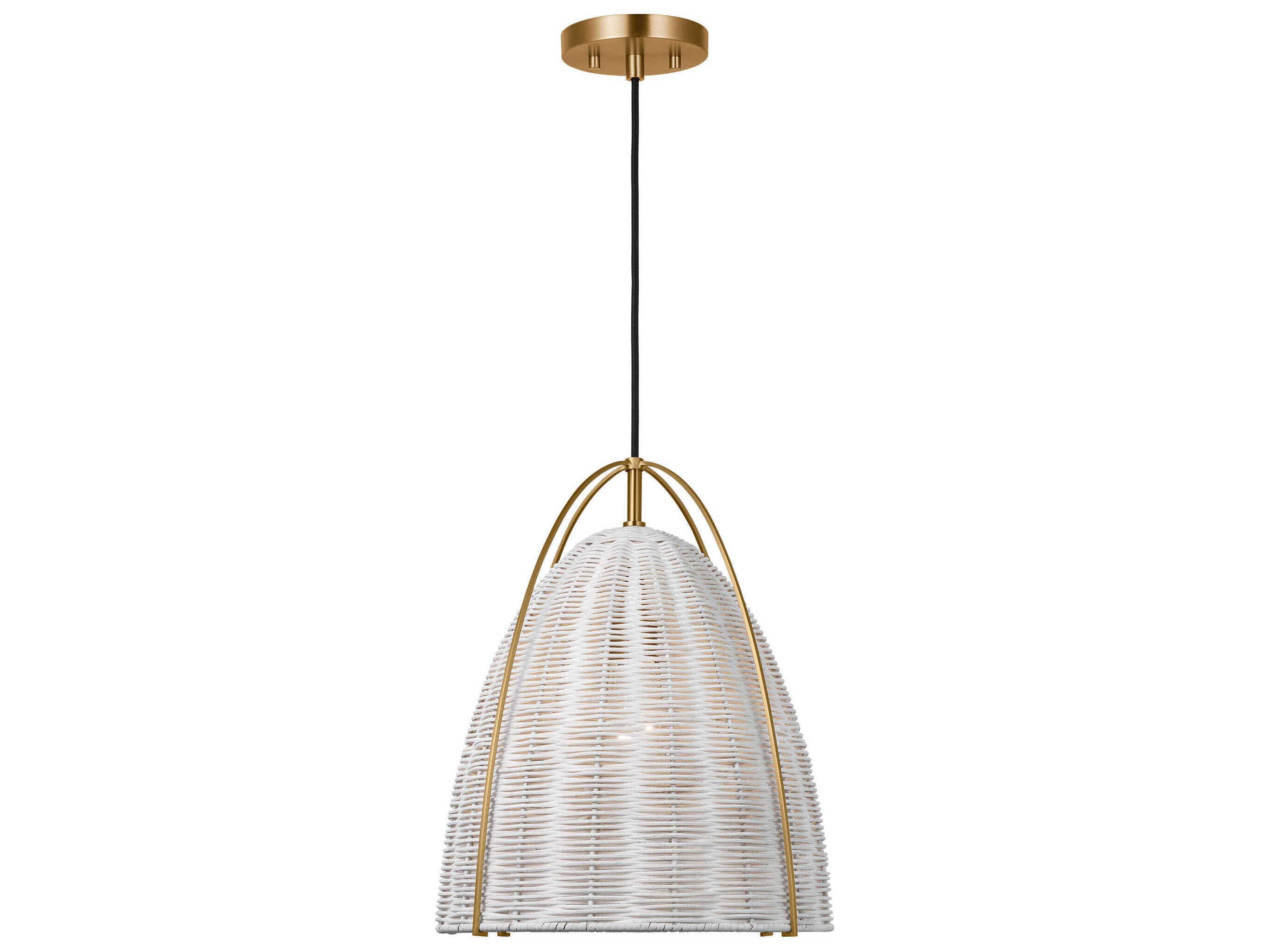 Visual Comfort Studio Norman 1-Light Satin Brass Off White Dome Pendant