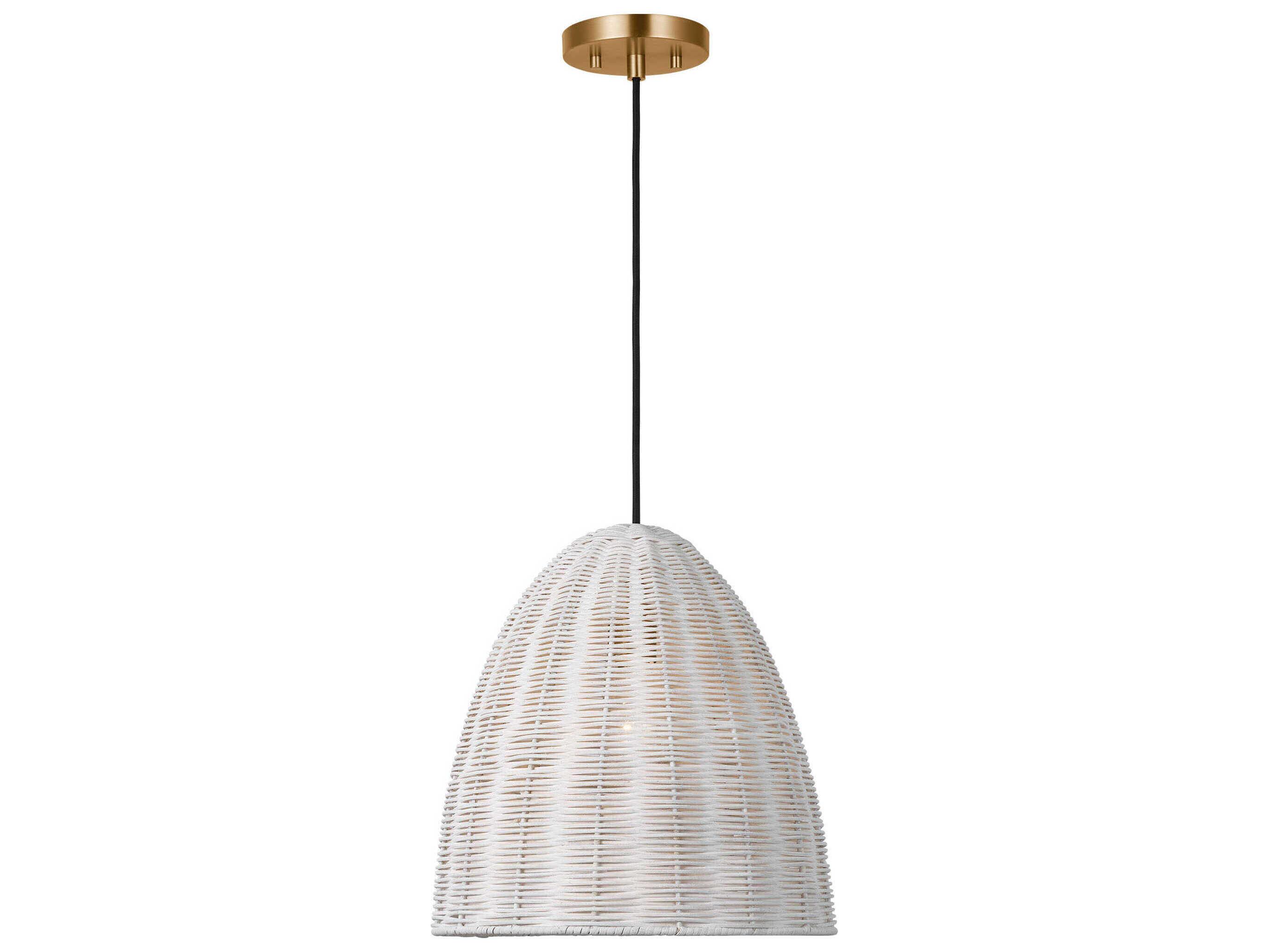 Visual Comfort Studio Norman 1-Light Satin Brass Off White Dome Pendant