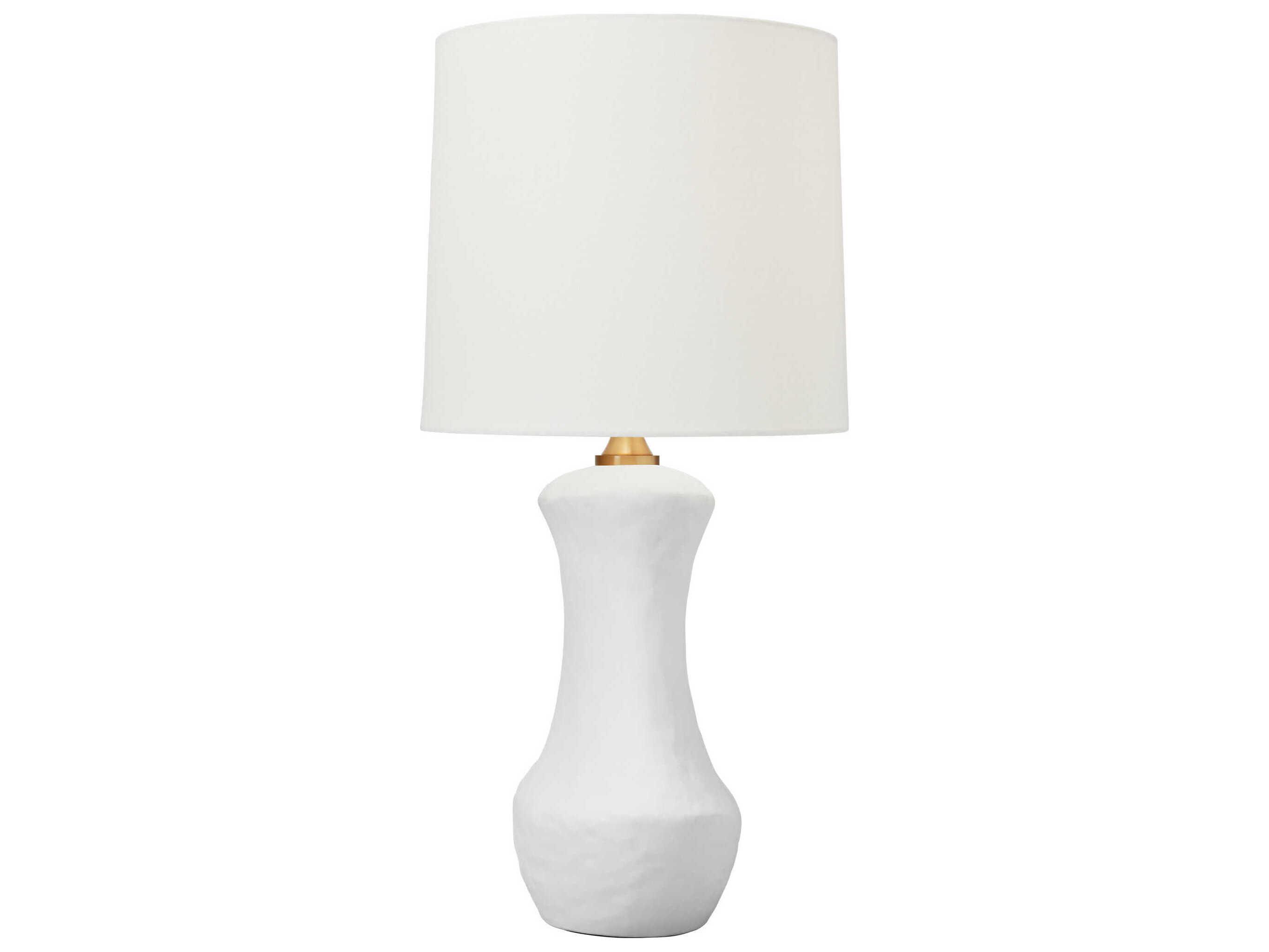 Visual Comfort Studio Bone Matte White Ceramic Linen Fabric Buffet Lamp