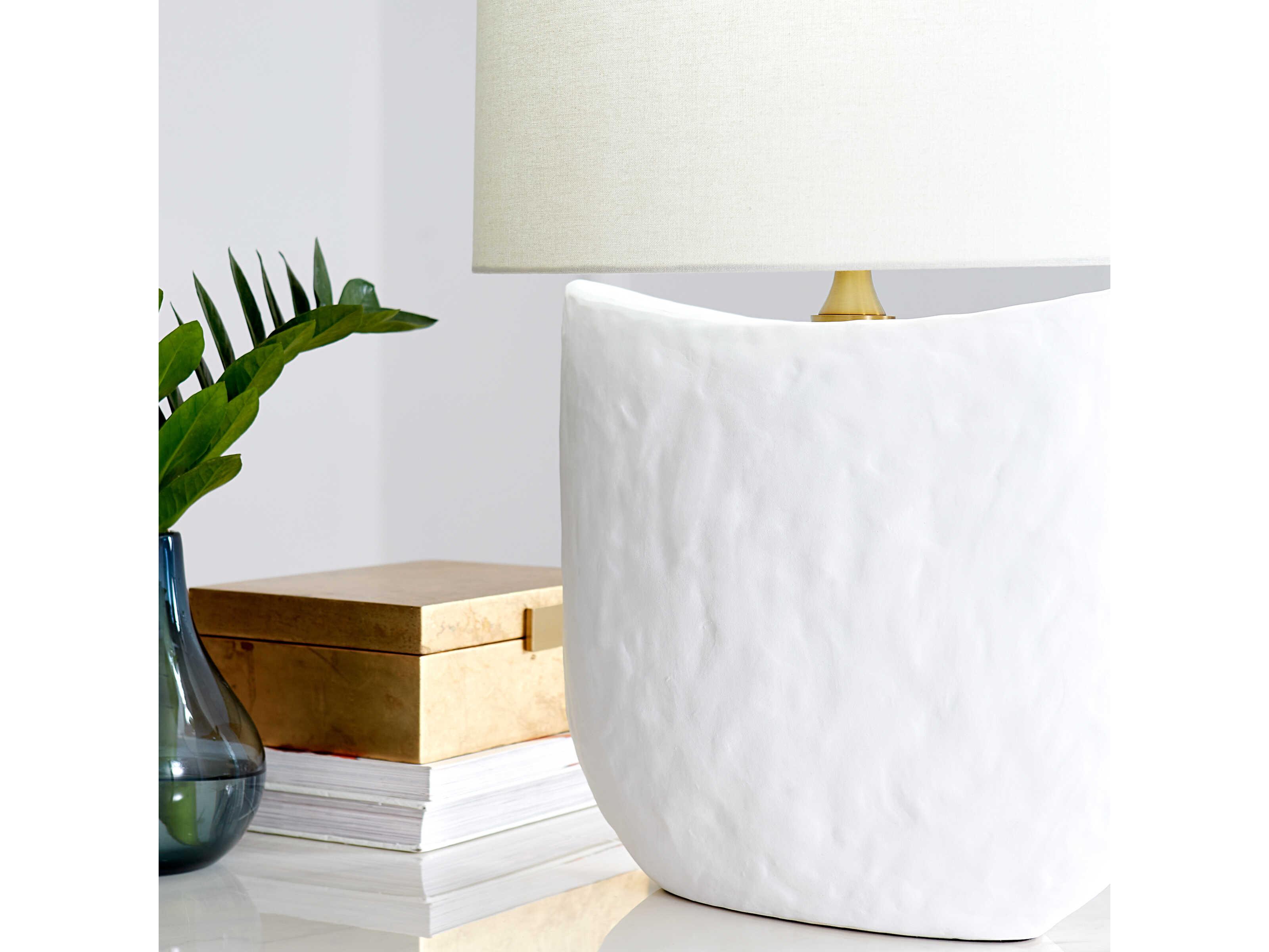 Visual Comfort Studio Cenotes Matte White Ceramic Linen Fabric Buffet Lamp