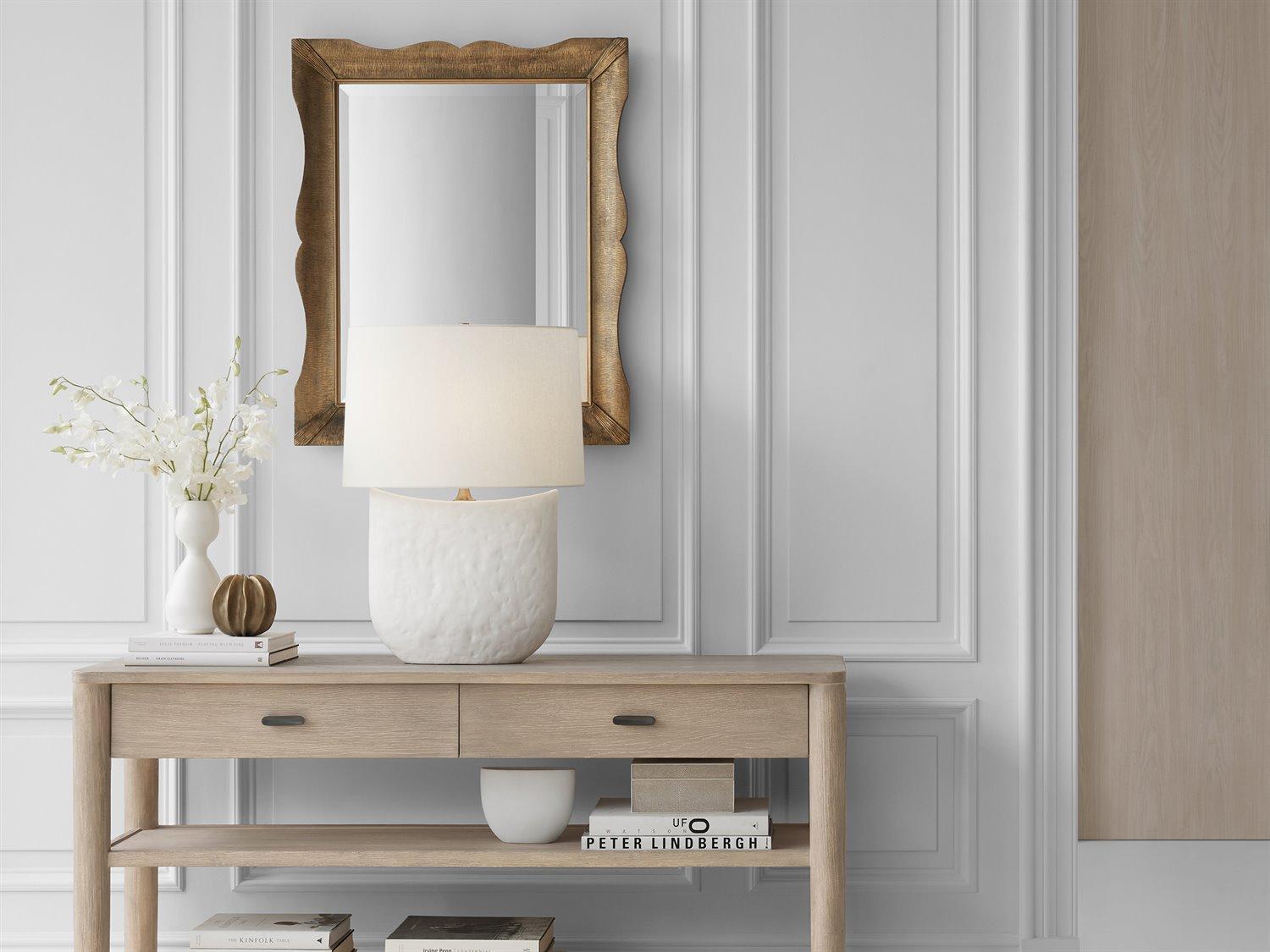 Visual Comfort Studio Cenotes Matte White Ceramic Linen Fabric Buffet Lamp