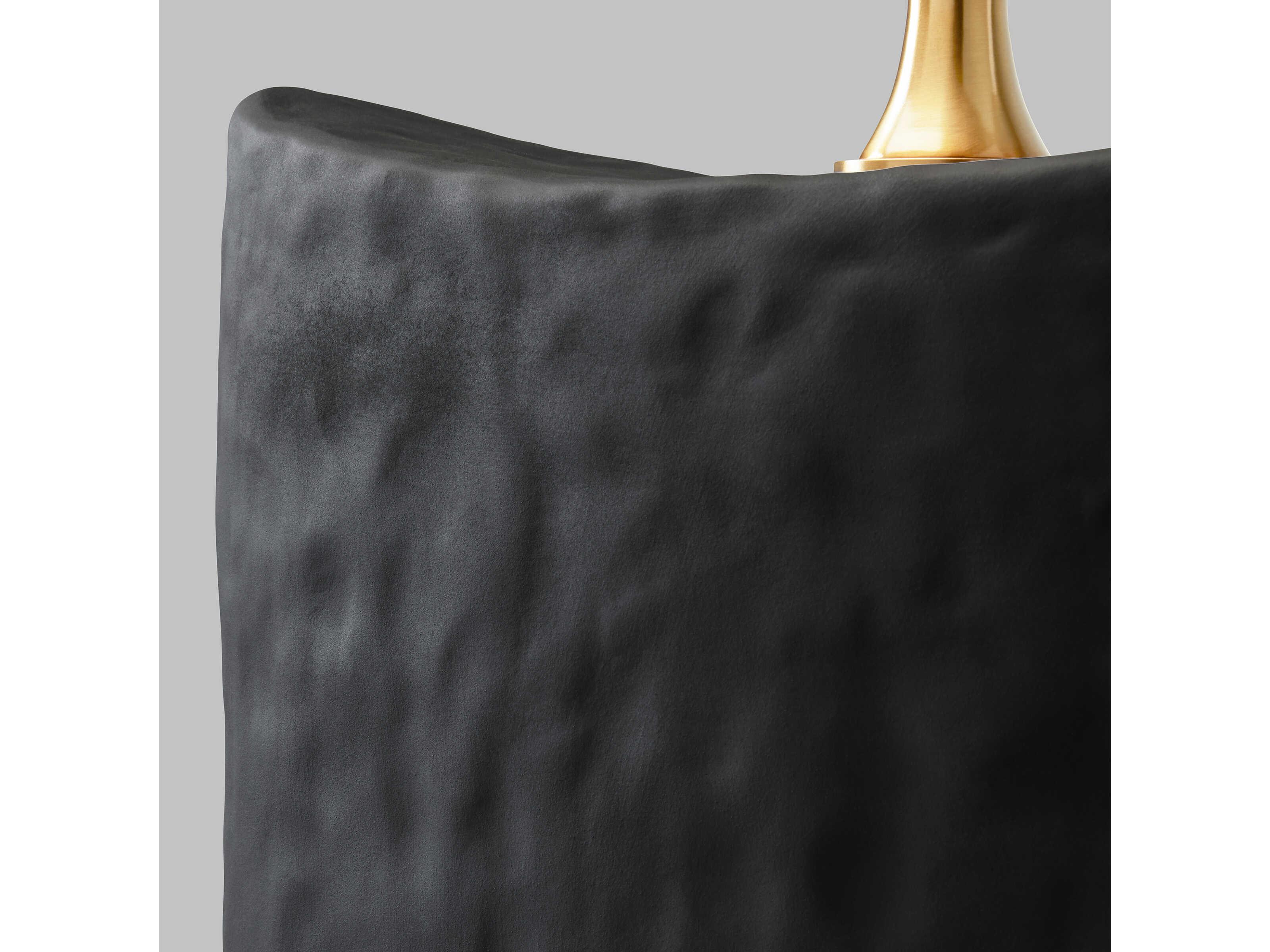 Visual Comfort Studio Cenotes Rough Black Ceramic White Linen Fabric Buffet Lamp