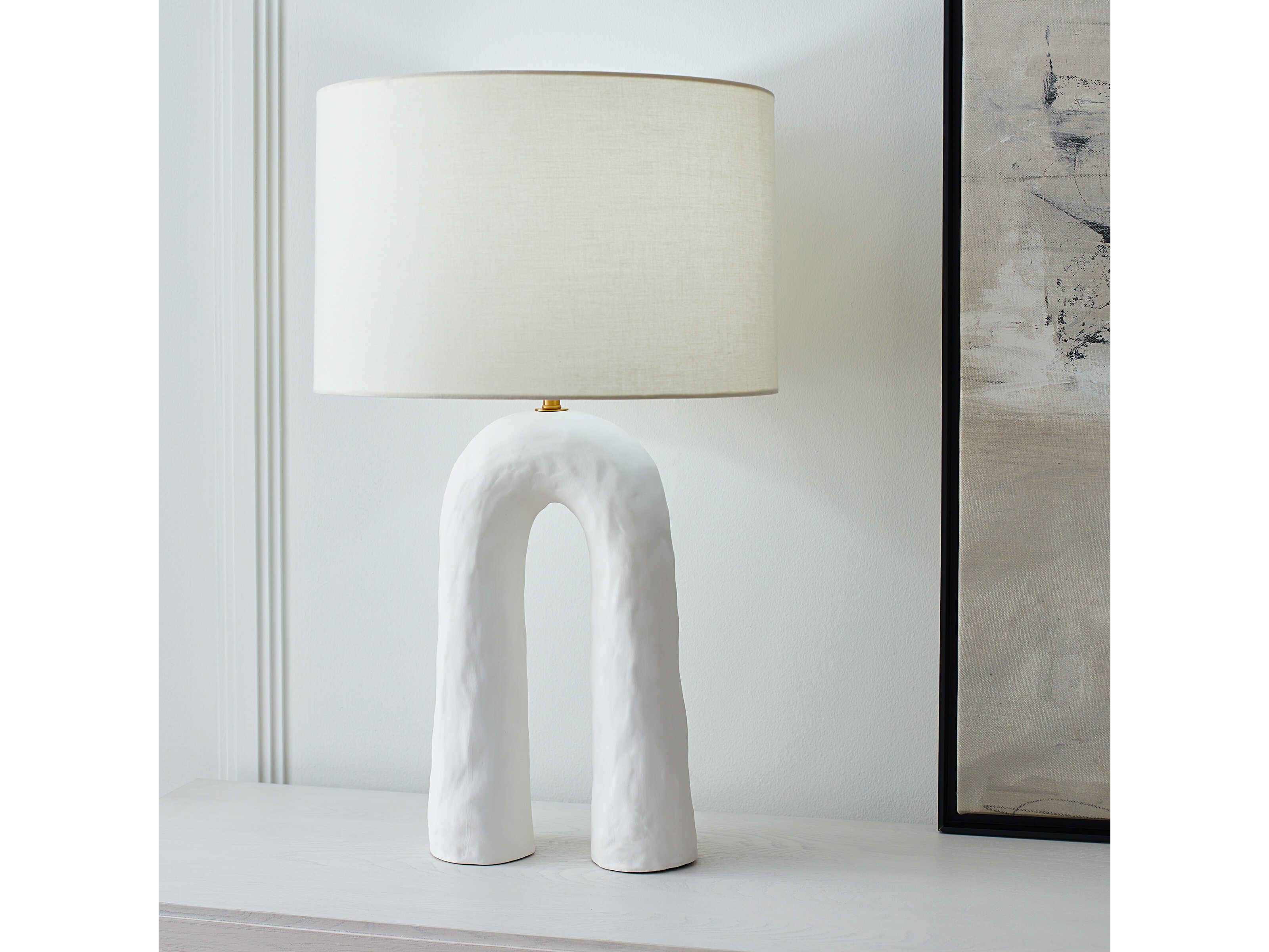 Visual Comfort Studio Aura Matte White Linen Buffet Lamp