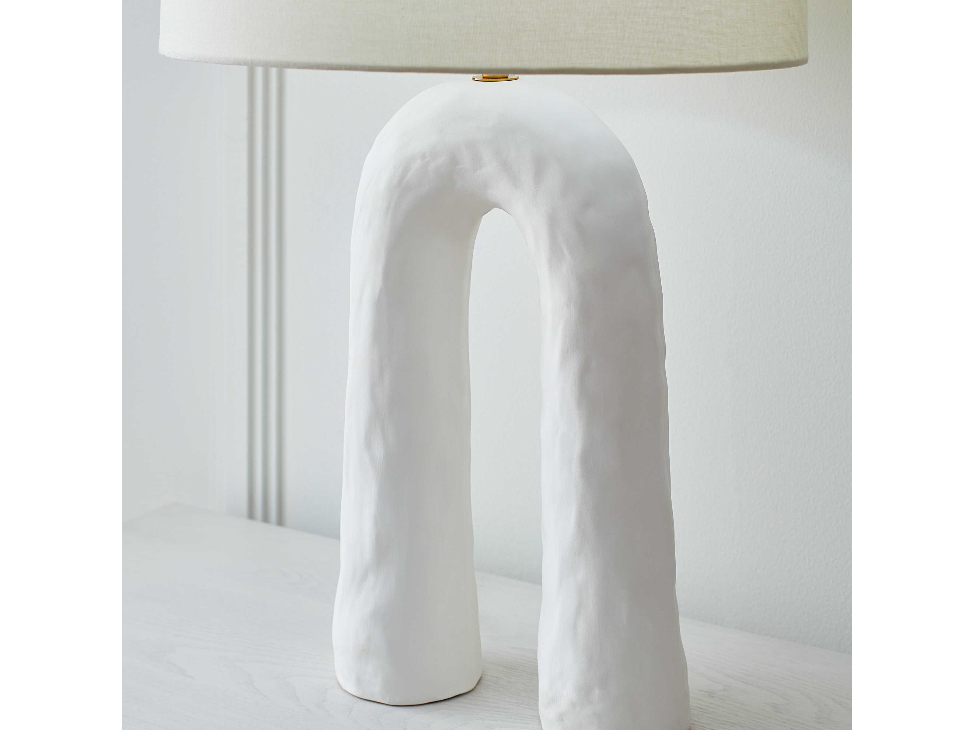 Visual Comfort Studio Aura Matte White Linen Buffet Lamp