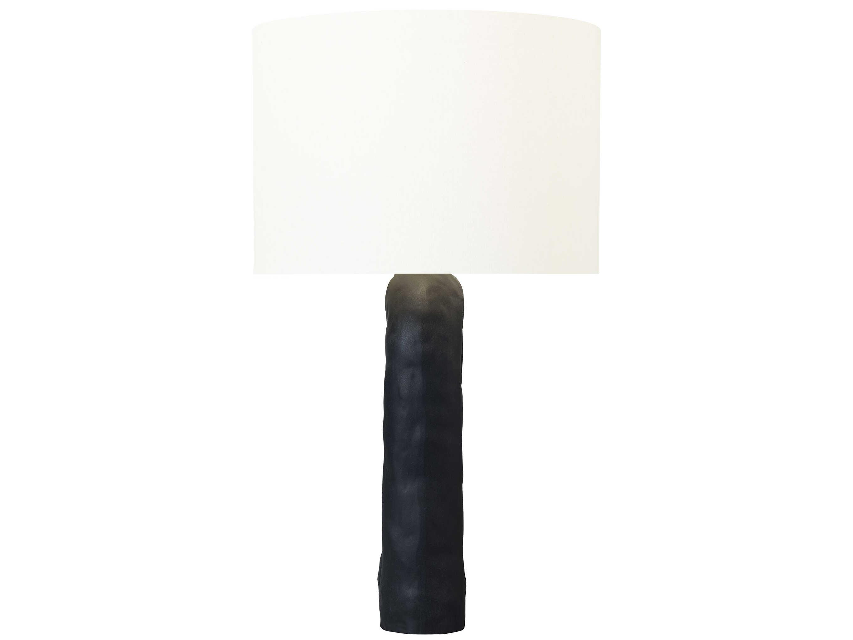 Visual Comfort Studio Aura Rough Black White Linen Buffet Lamp