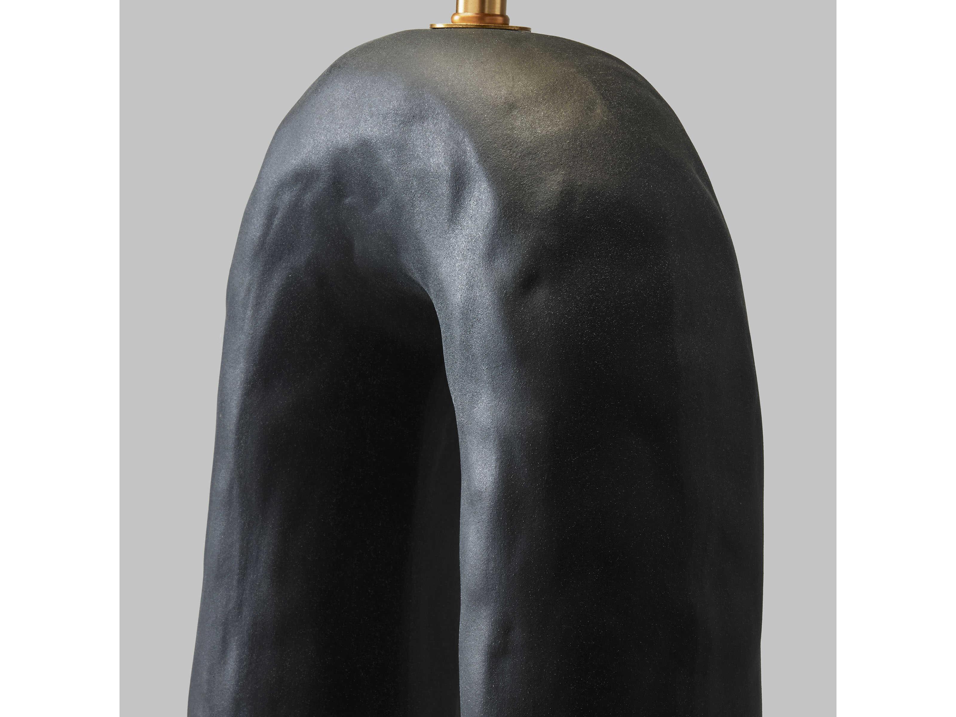 Visual Comfort Studio Aura Rough Black White Linen Buffet Lamp