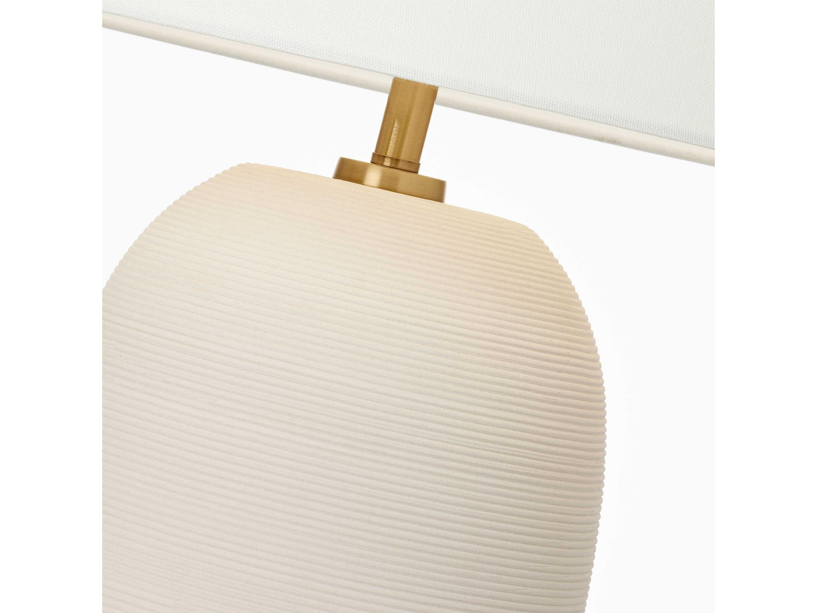 Visual Comfort Studio Fanny Matte Concrete White Linen Fabric Off Buffet Lamp