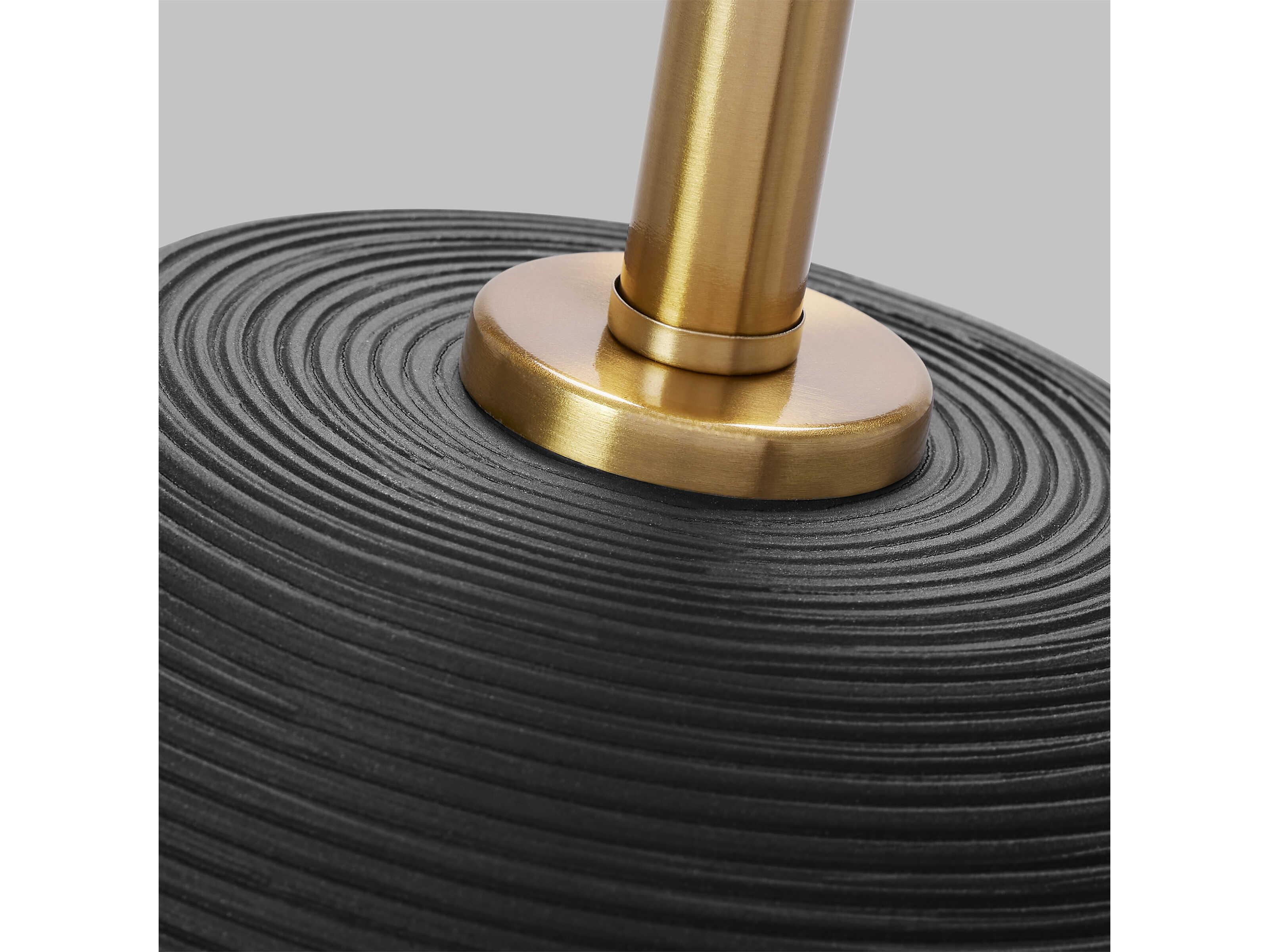 Visual Comfort Studio Fanny Rough Black Ceramic White Linen Fabric Buffet Lamp