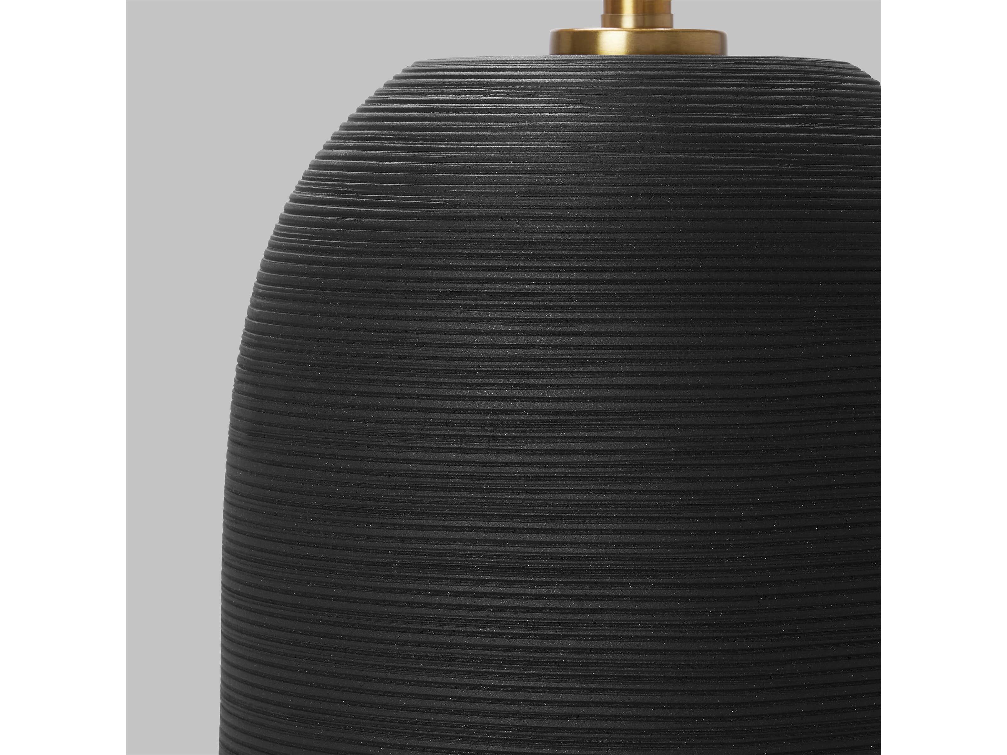 Visual Comfort Studio Fanny Rough Black Ceramic White Linen Fabric Buffet Lamp