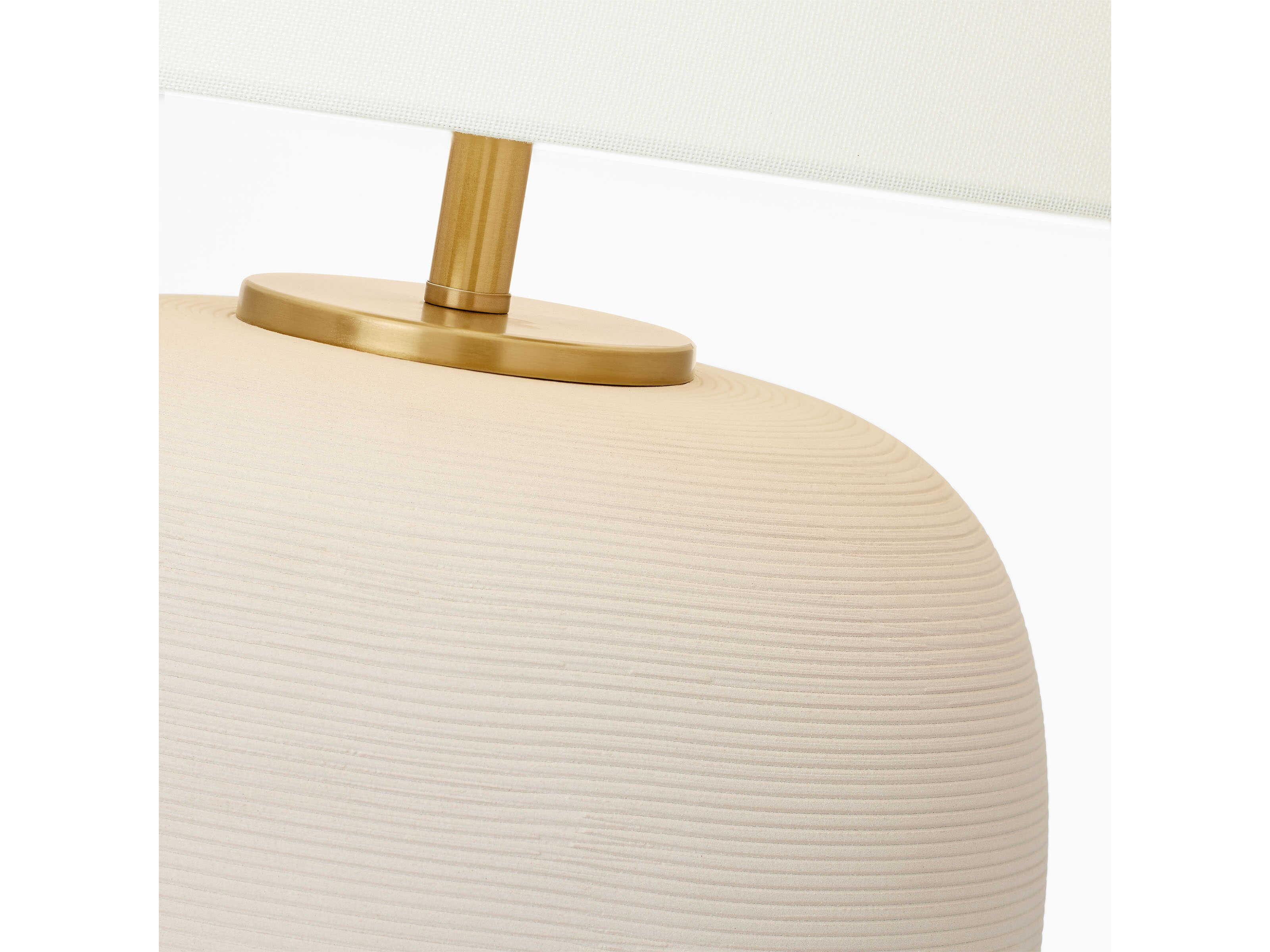 Visual Comfort Studio Fanny Matte Concrete White Linen Fabric Off Table Lamp