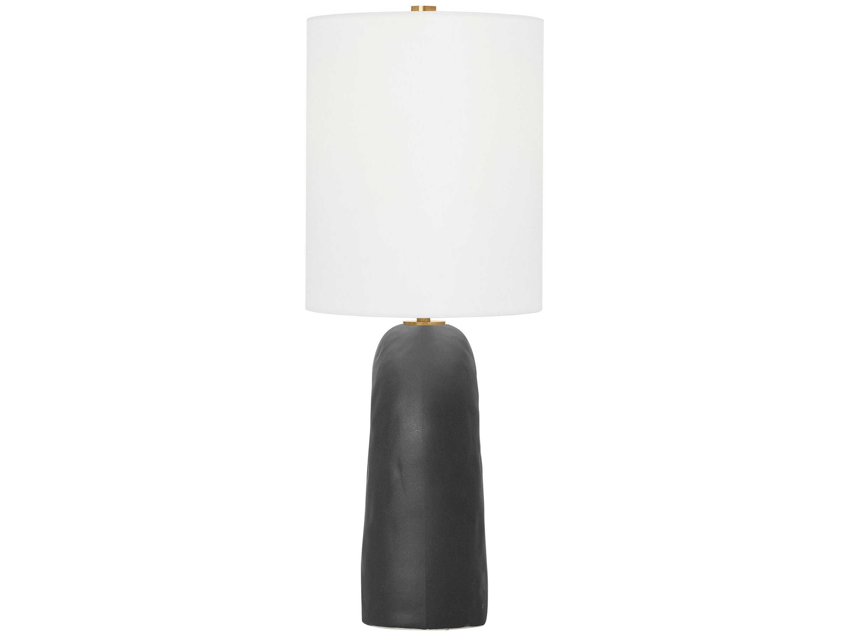 Visual Comfort Studio Aura Rough Black White Linen Table Lamp