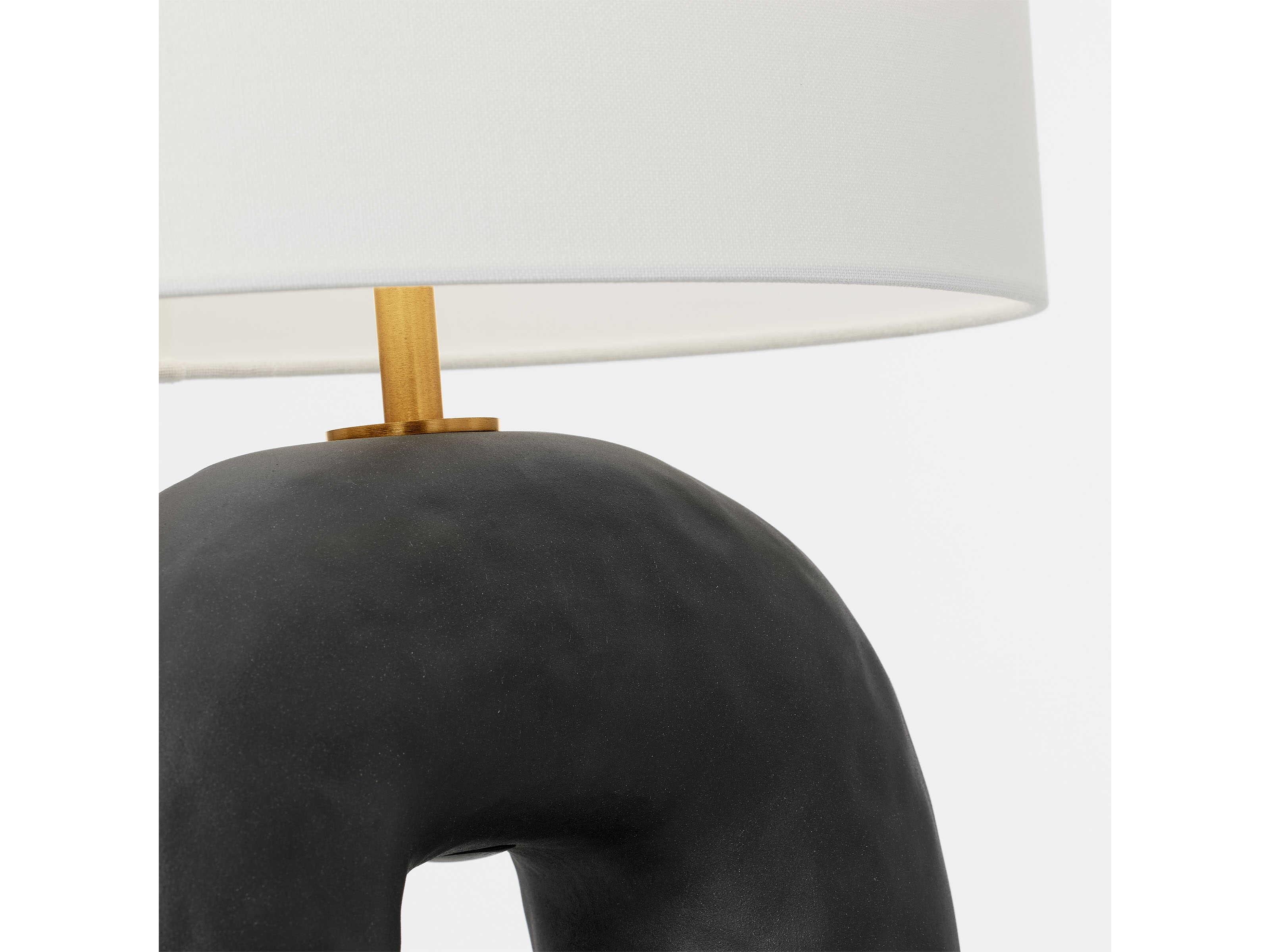 Visual Comfort Studio Aura Rough Black White Linen Table Lamp