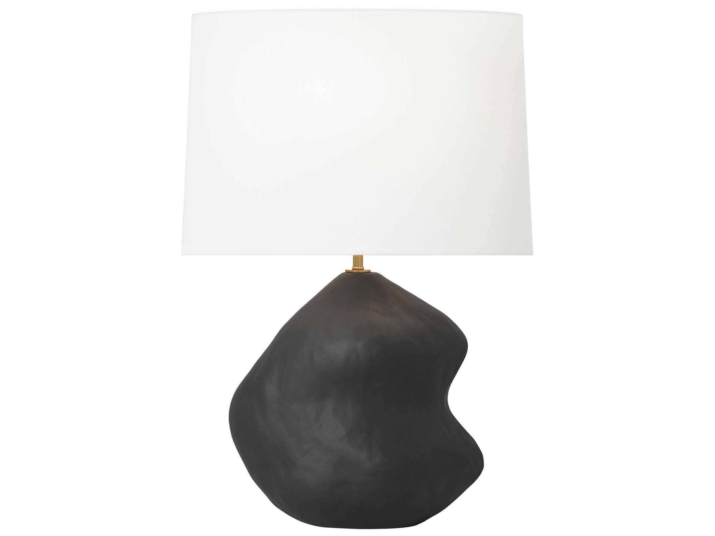 Visual Comfort Studio Broxton Rough Black White Linen Table Lamp