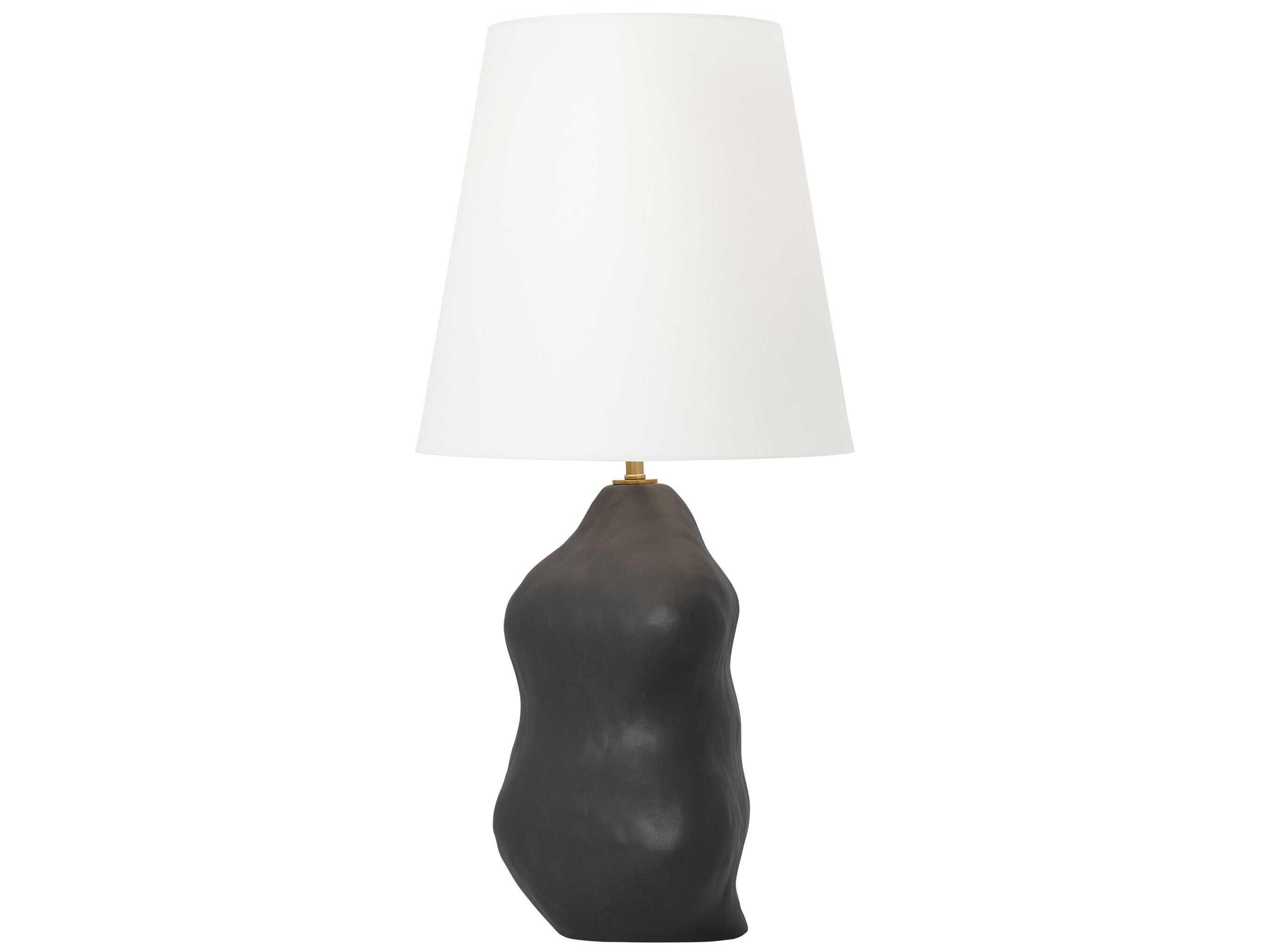Visual Comfort Studio Broxton Rough Black White Linen Table Lamp