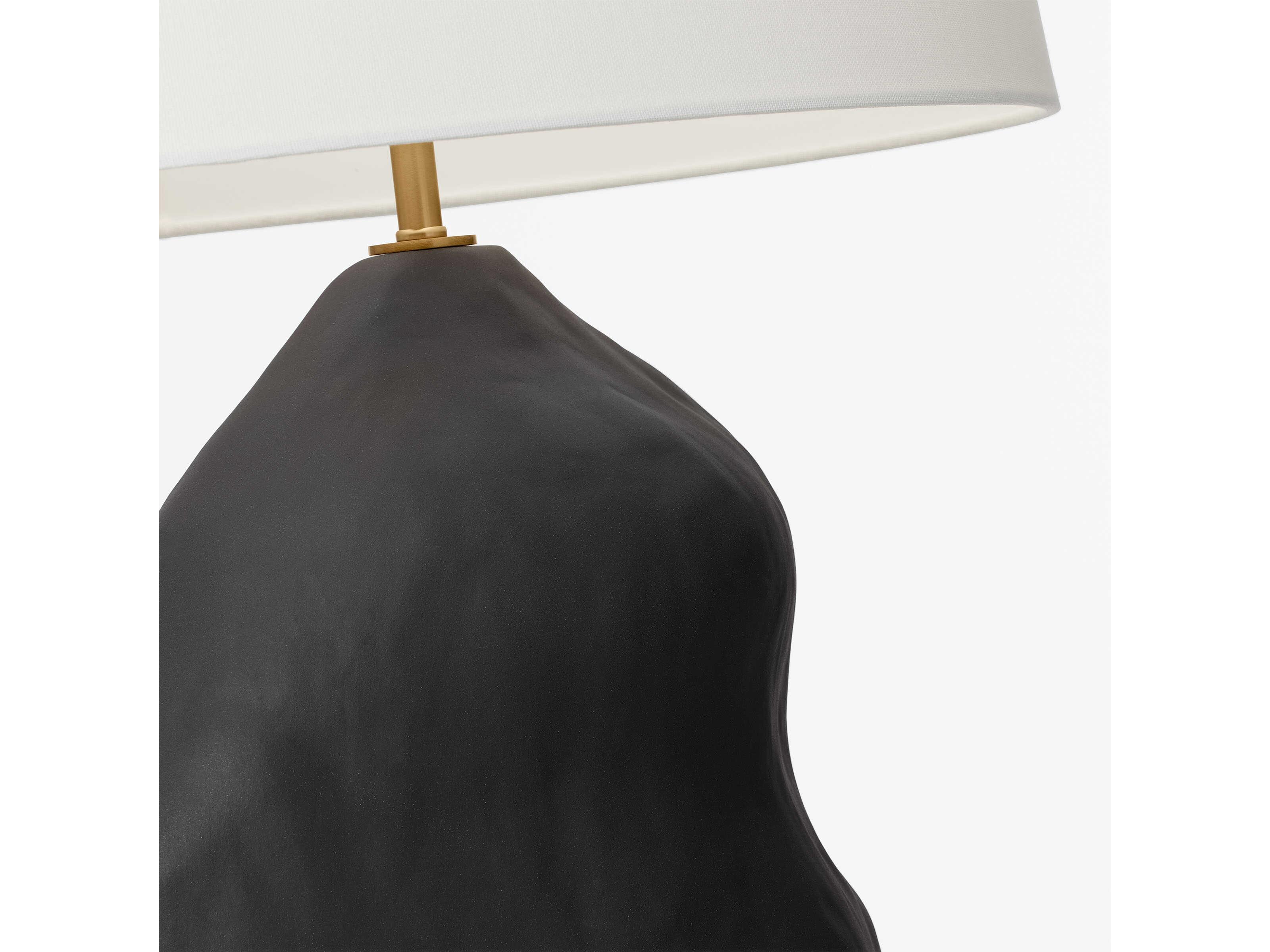 Visual Comfort Studio Broxton Rough Black White Linen Table Lamp