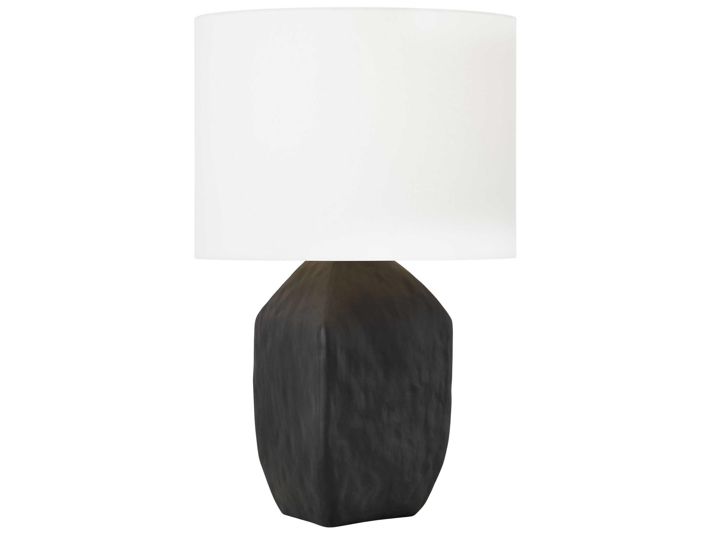 Visual Comfort Studio Sybert Rough Black White Linen Buffet Lamp