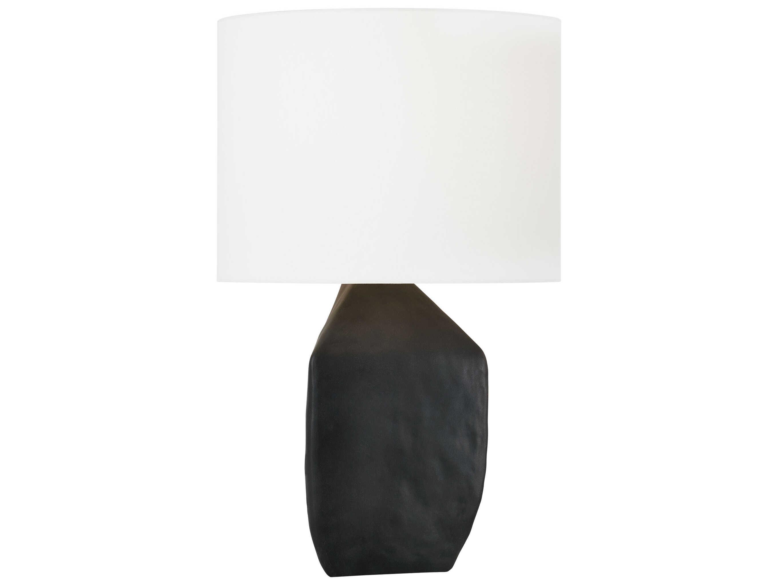 Visual Comfort Studio Sybert Rough Black White Linen Buffet Lamp