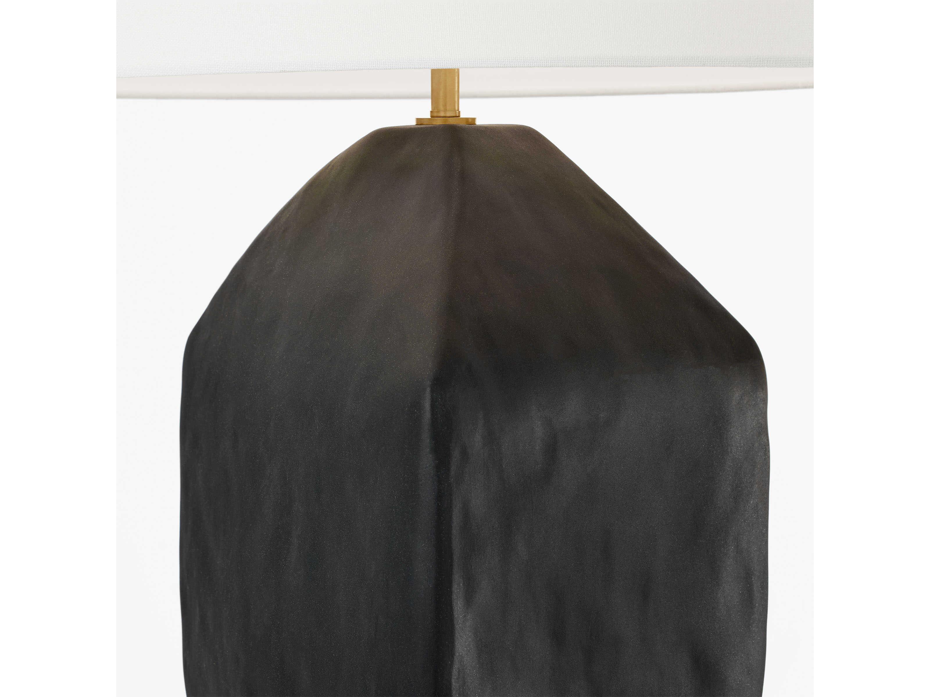 Visual Comfort Studio Sybert Rough Black White Linen Buffet Lamp