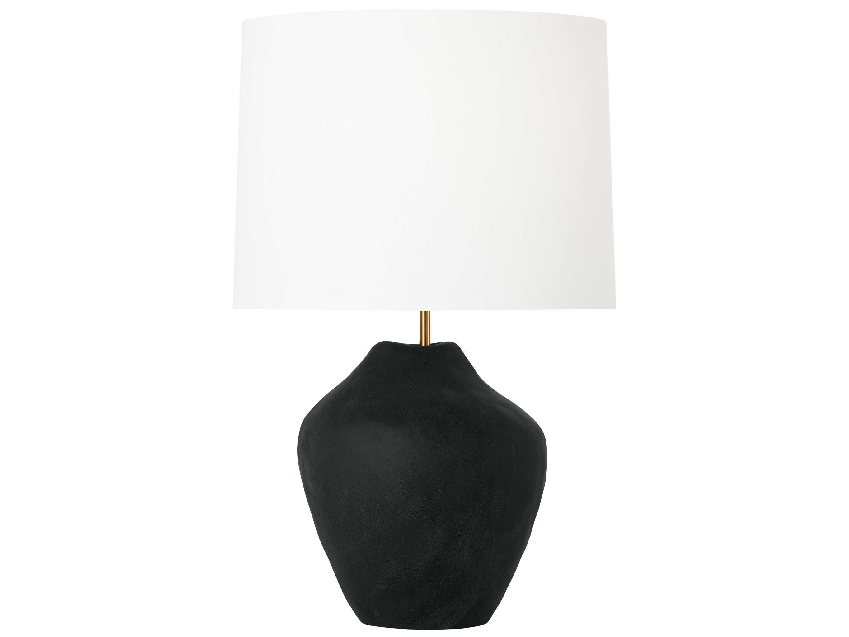 Visual Comfort Studio Cadley Rough Black White Linen Buffet Lamp