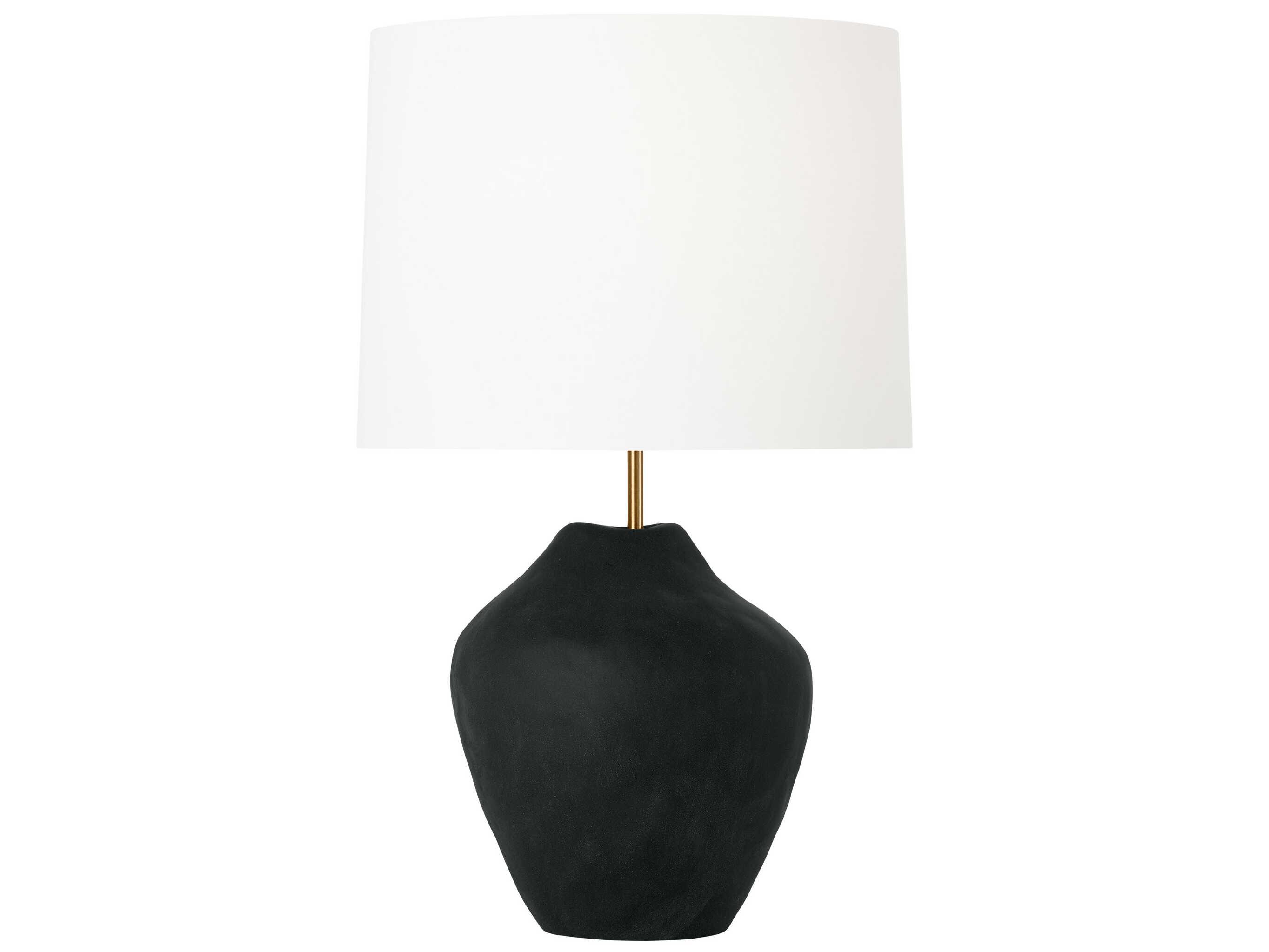 Visual Comfort Studio Cadley Rough Black White Linen Buffet Lamp