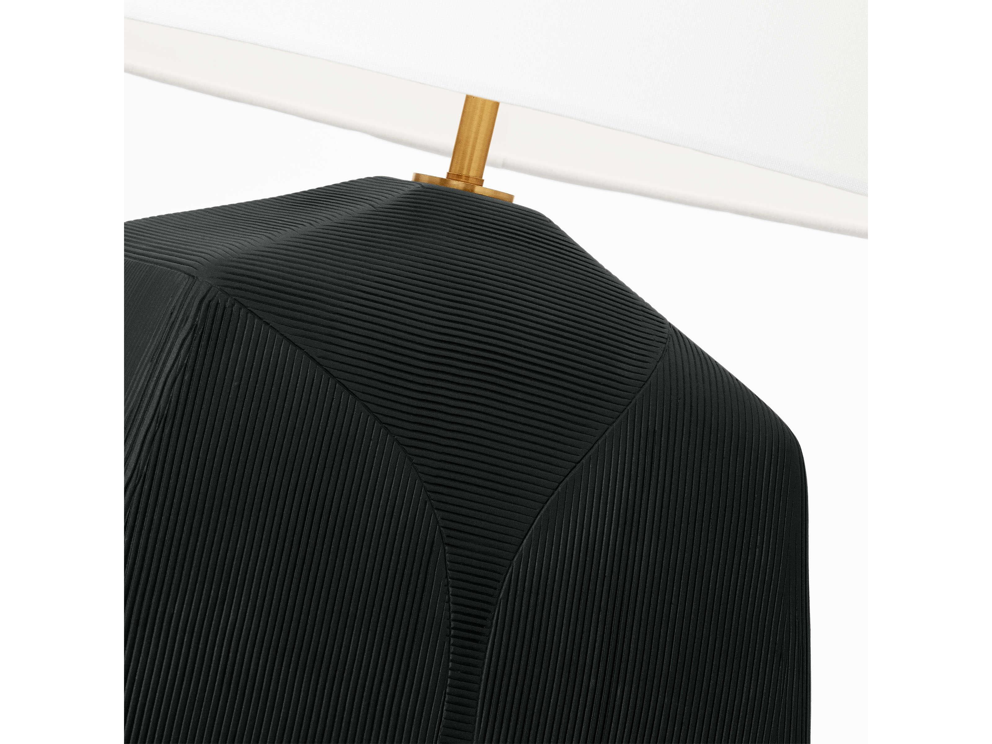 Visual Comfort Studio Tallulah Rough Black White Linen Buffet Lamp