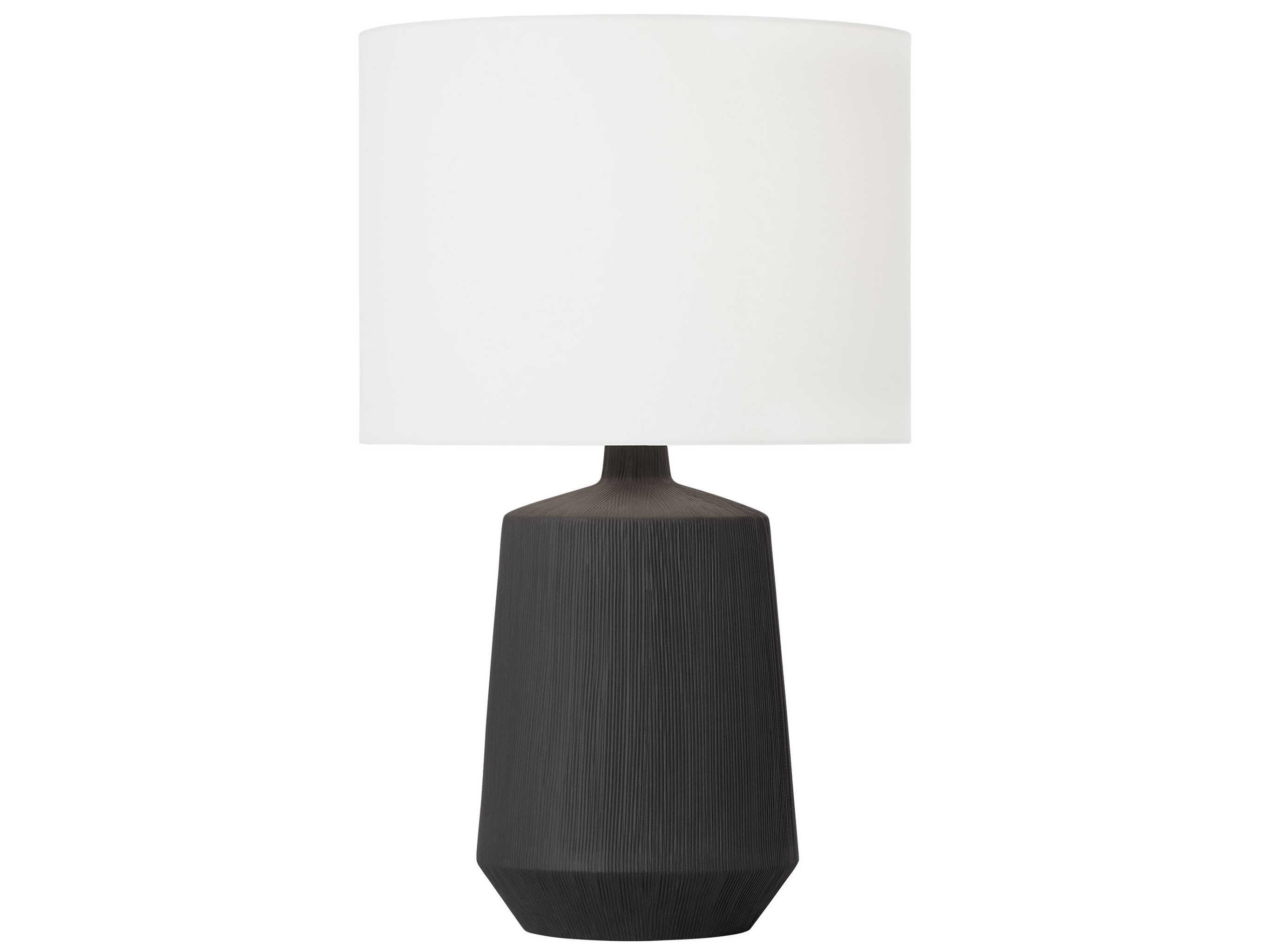 Visual Comfort Studio Panola Rough Black White Linen Buffet Lamp