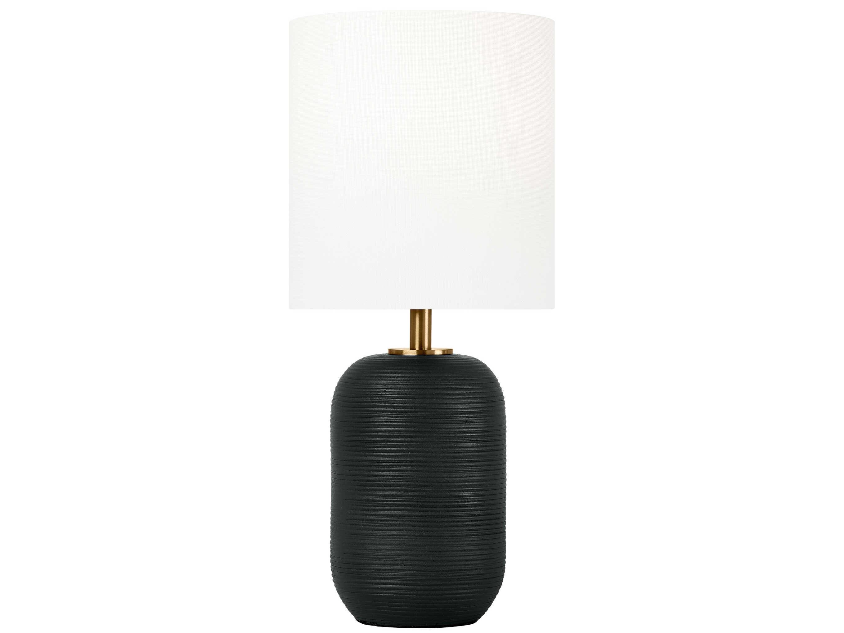 Visual Comfort Studio Fanny Rough Black White Linen Table Lamp