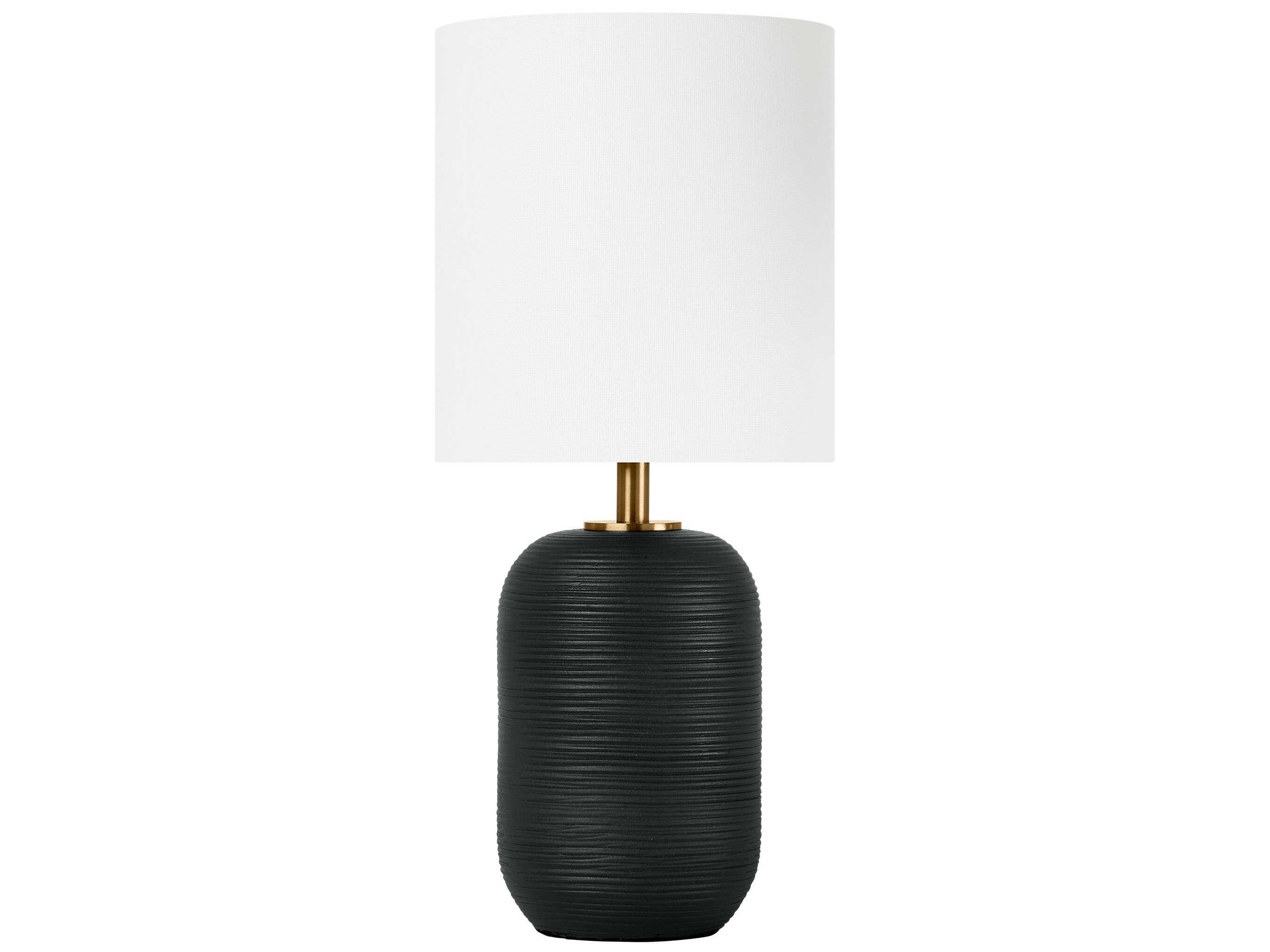 Visual Comfort Studio Fanny Rough Black White Linen Table Lamp