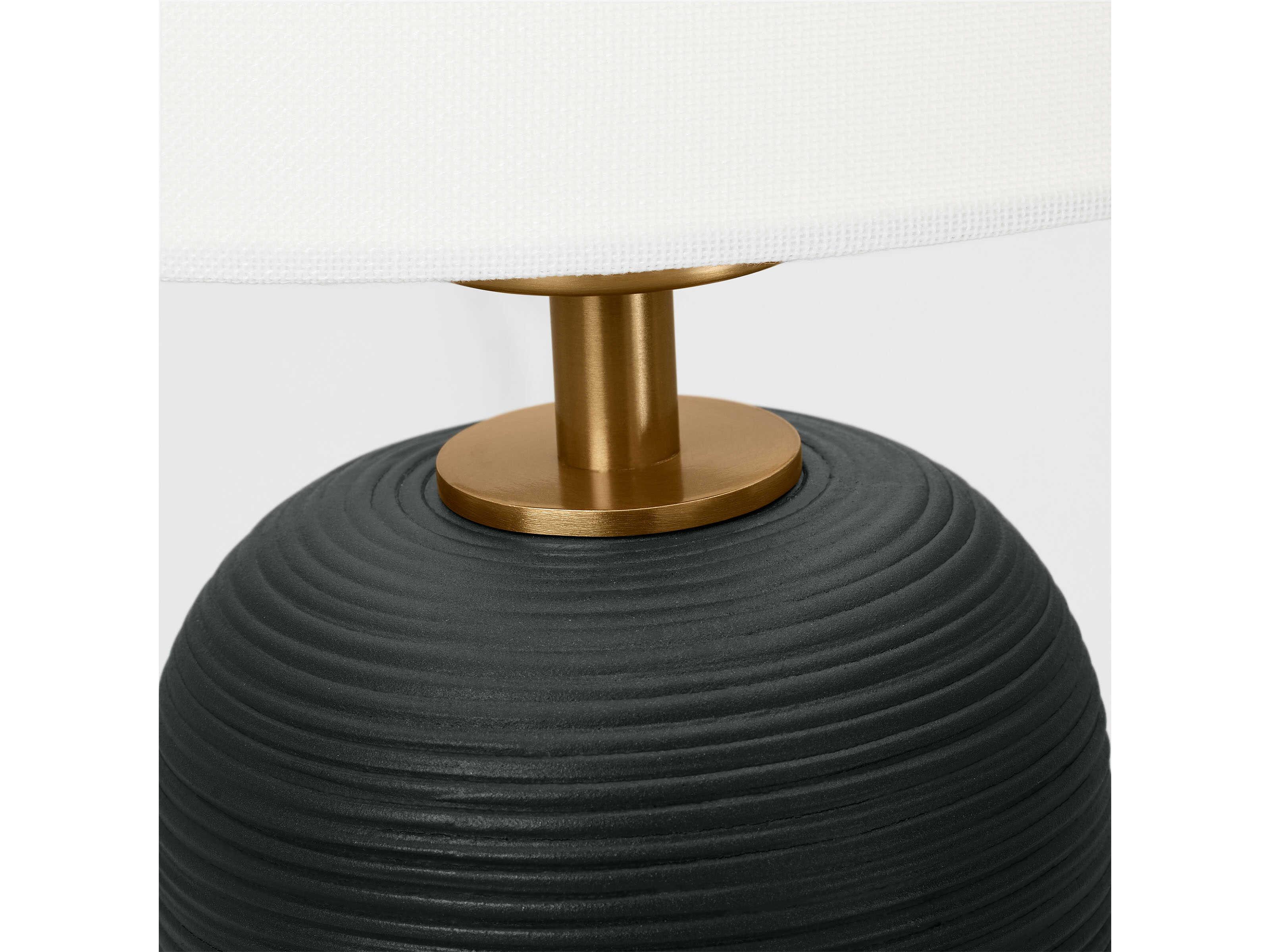 Visual Comfort Studio Fanny Rough Black White Linen Table Lamp