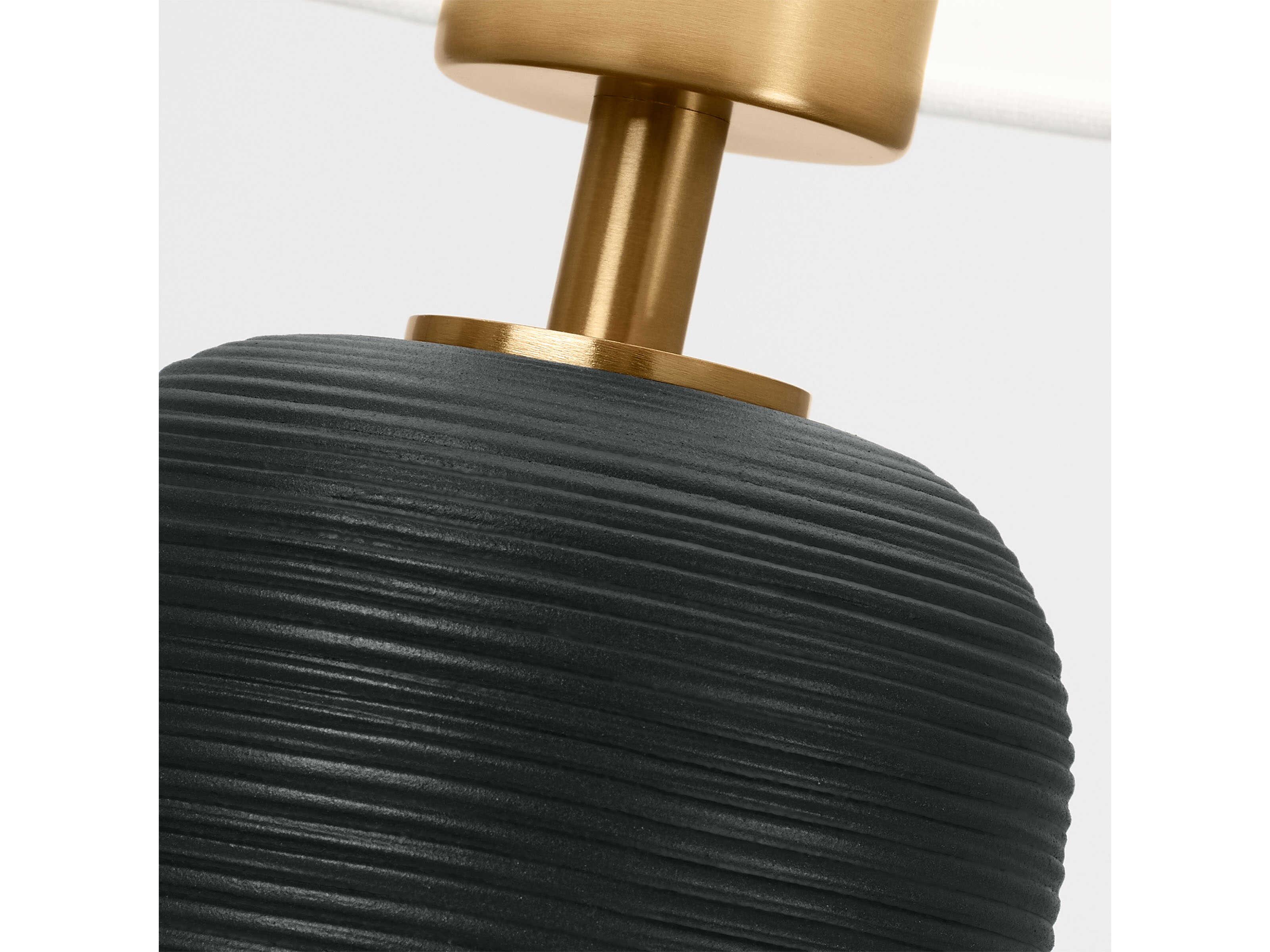 Visual Comfort Studio Fanny Rough Black White Linen Table Lamp